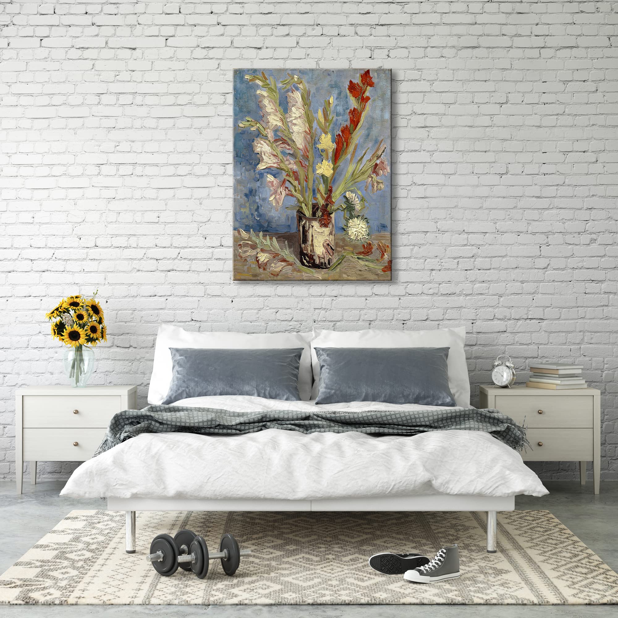 Wieco Art Vase With Gladioli And China Asters By Van Gogh Famous Artwork Oil Paintings Large Wall Art Abstract Flowers Pictures
