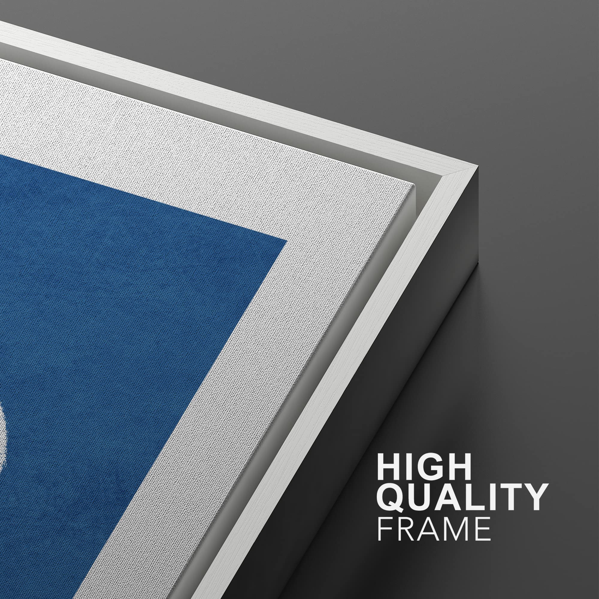 SIGNWIN Framed Wall Art Print Set White Line Contrasting Blue Backround Abstract Swirly Digital Art Modern Art Mid-Century Modern Expressive for Living Room  Bedroom  Office - 16''x24''x2 White