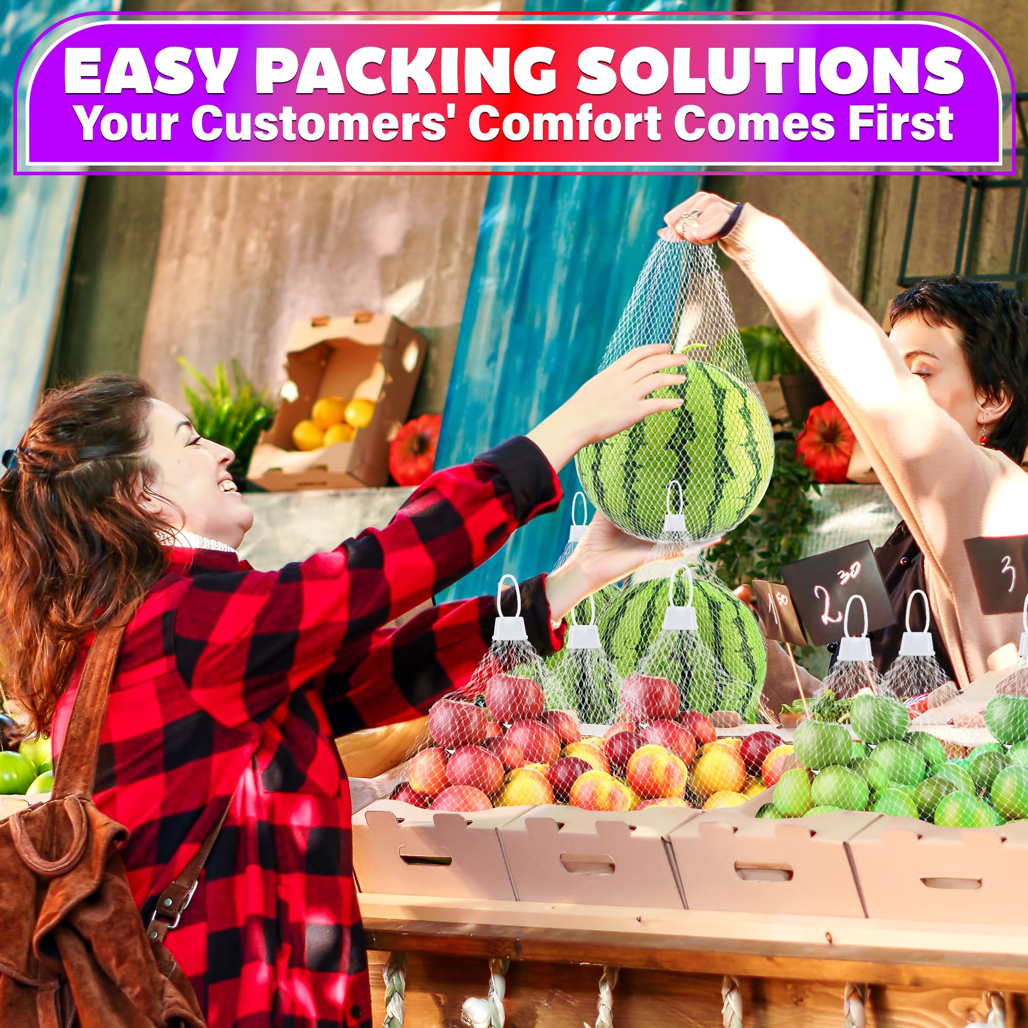 100Pcs Plastic Mesh Bags Drawstring Storage Bag - 24'' Fruit and Vegetable Storage Reusable Mesh Produce Bags Onion Net Bags Drawstring - Vegetable Bags Grocery Reusable Produce Bags Mesh Storage Bags