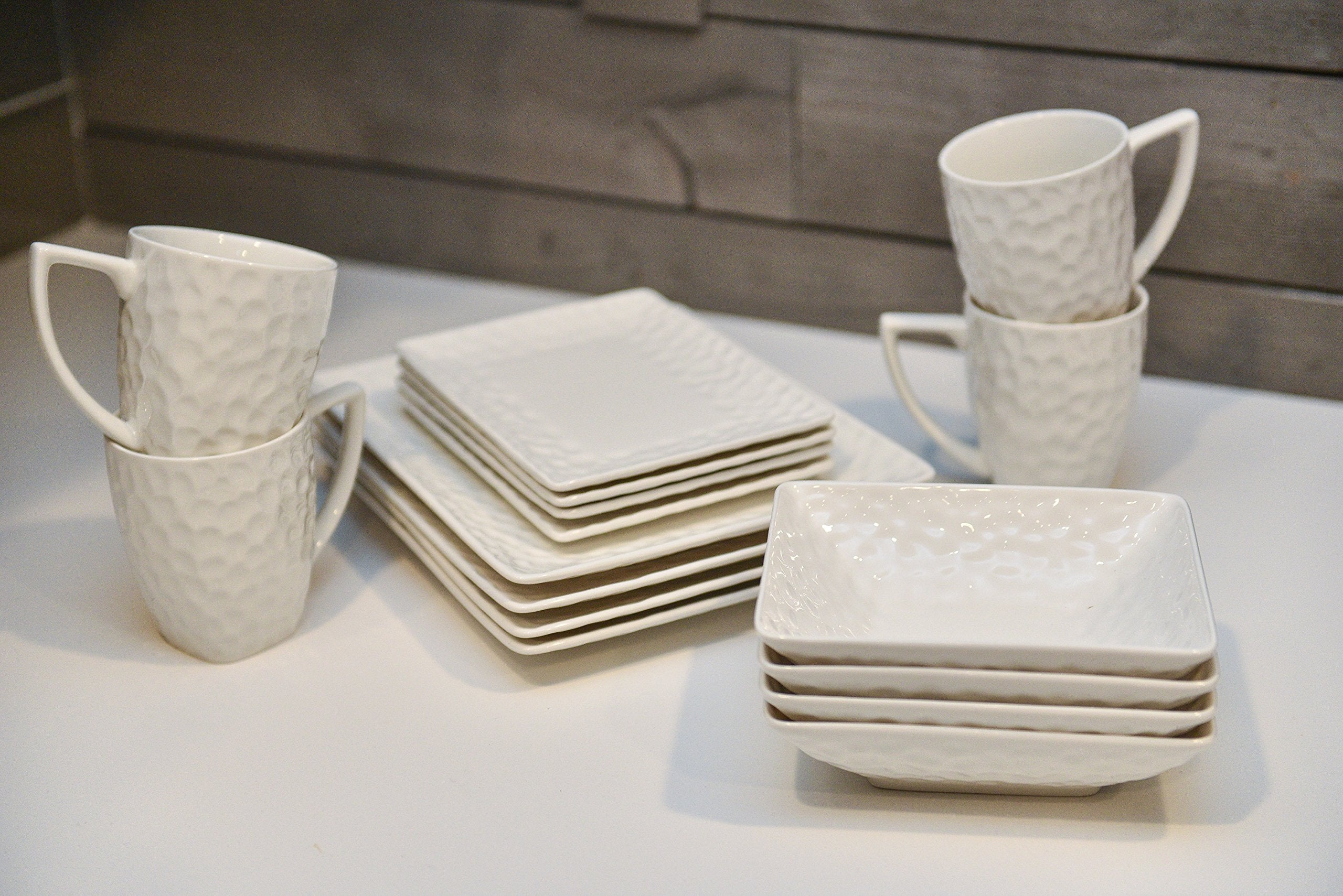 Red Vanilla Vanilla Marble Rectangular 16 Piece Dinner Set, 1, None
