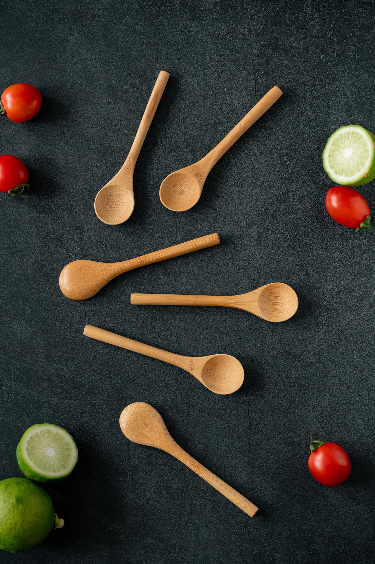 6 Pcs Organic Small Wooden Spoons, 5.2 Inches Mini Bamboo Wood Spoon For Honey Dessert Appetizers Coffee Tea, Teaspoon Serving U