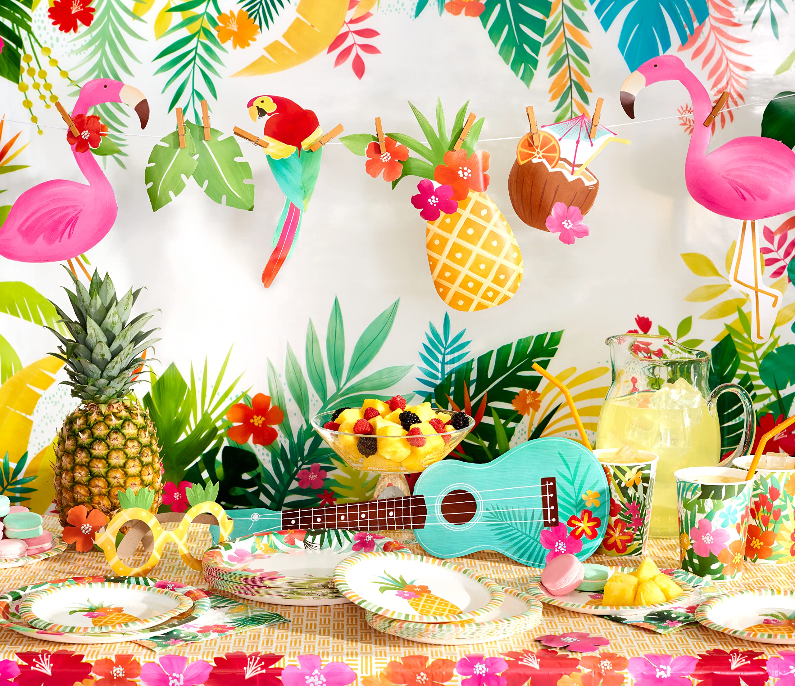 American Greetings Tropical Luau Party Supplies  Photo Booth Props and Backdrop (22-Pieces)
