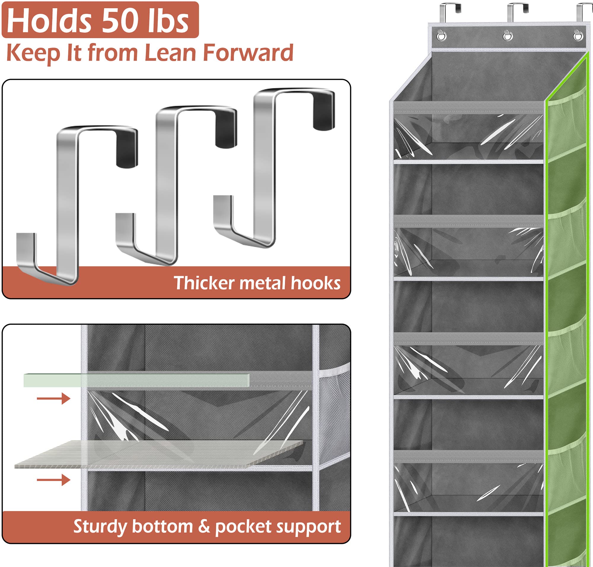 Misslo Over The Door Organizer Hanging Storage With 6 Large Pockets 12 Side Pockets Closet Door Organizer Heavy Duty Baby Organi