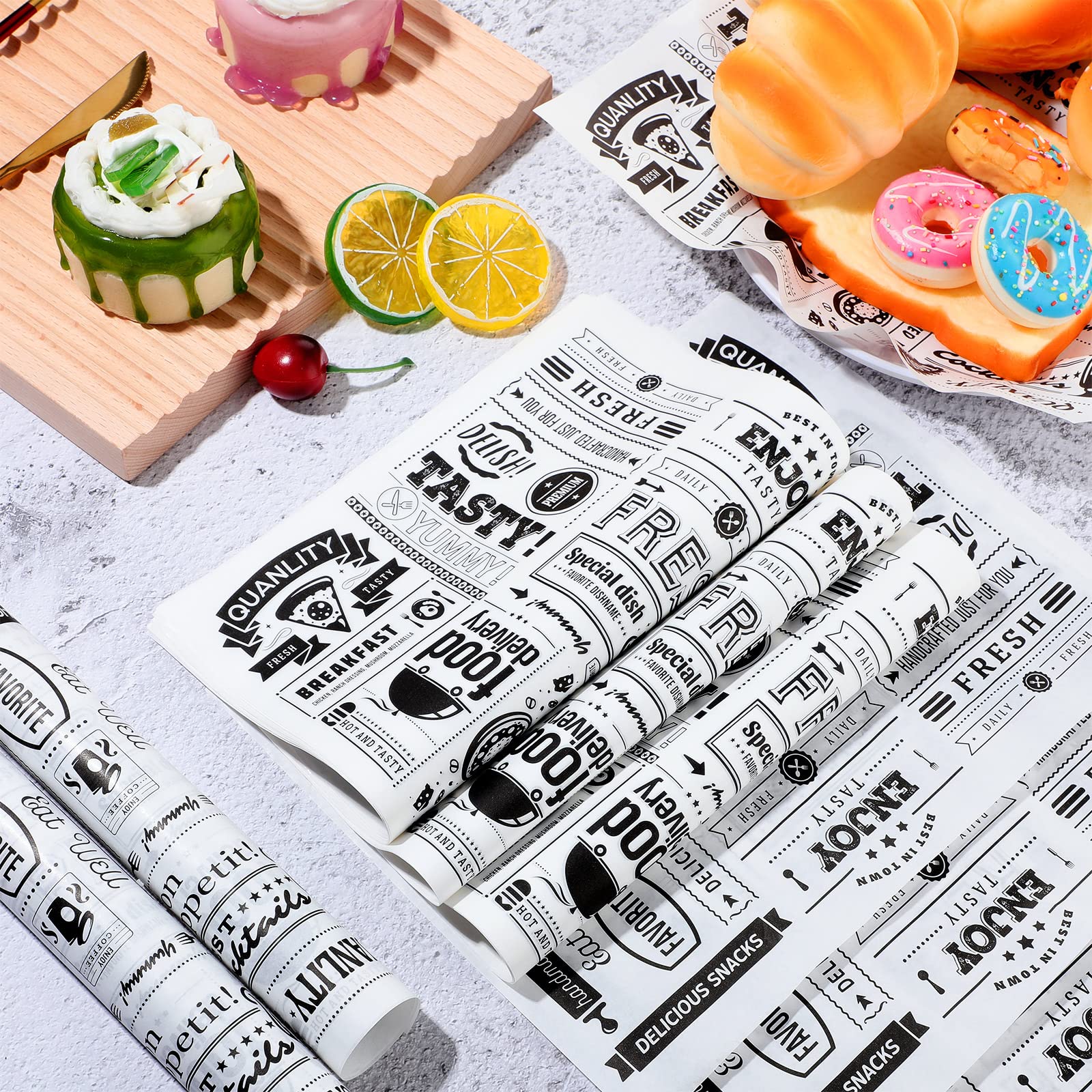 Chengu 150 Pieces Newsprint Wax Paper Sheets Deli Wax Paper Grease Proof Deli Wrap Paper Waterproof Food Wrapping Paper Sheets F
