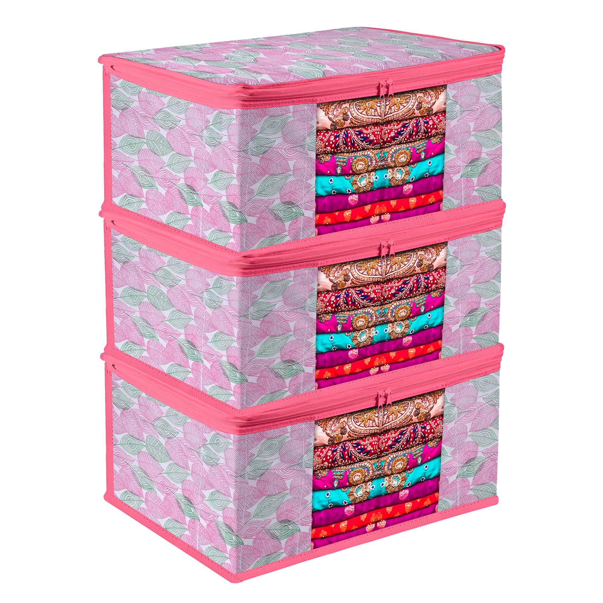 Kuber Industries Saree Cover | Zip Closure Saree Cover | Clothes Storage Bag | Wardrobe Organiser | Transparent Window Saree Cov
