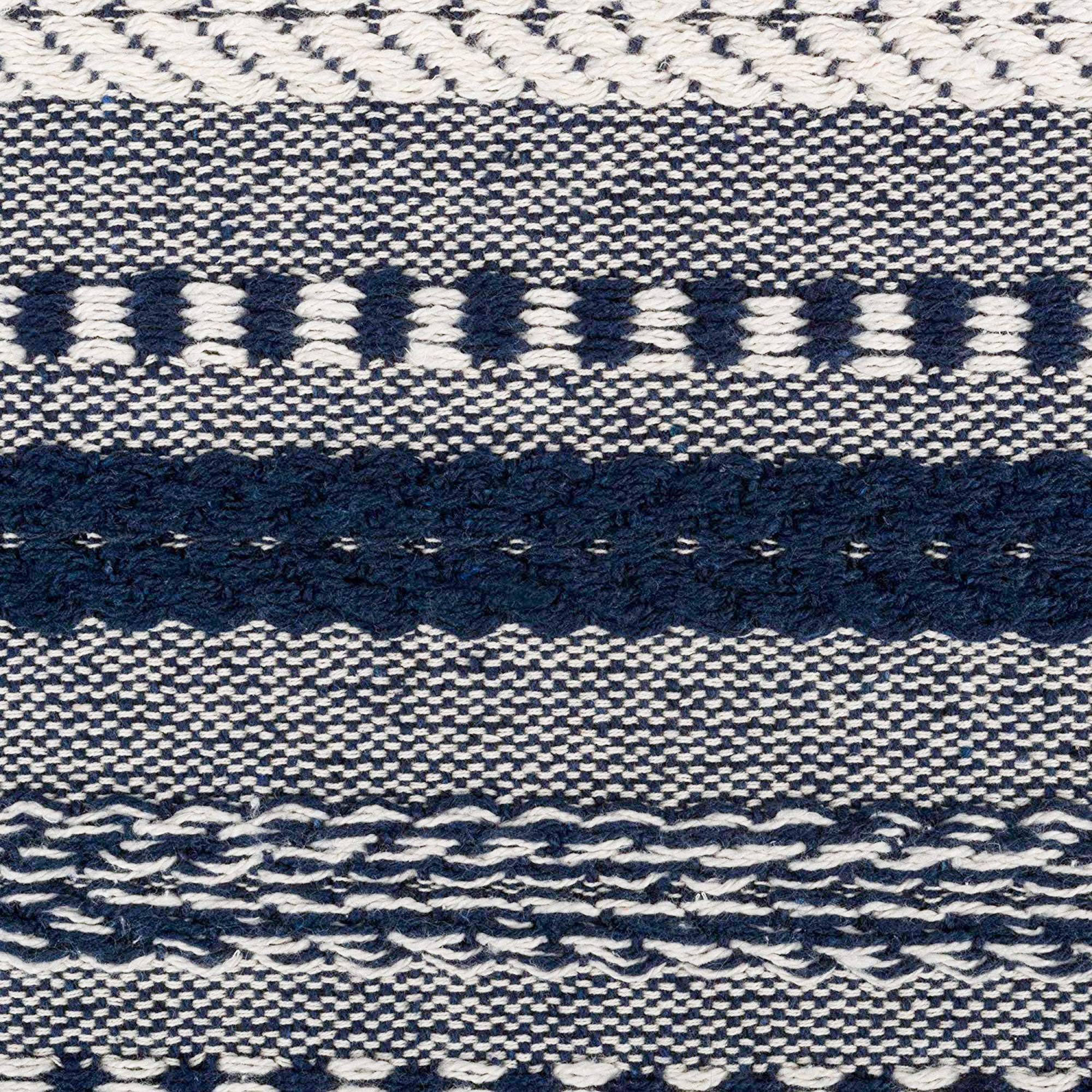 DII Farmhouse Braided Stripe Table Runner Collection  15x108 (15x113  Fringe Included)  Navy Blue
