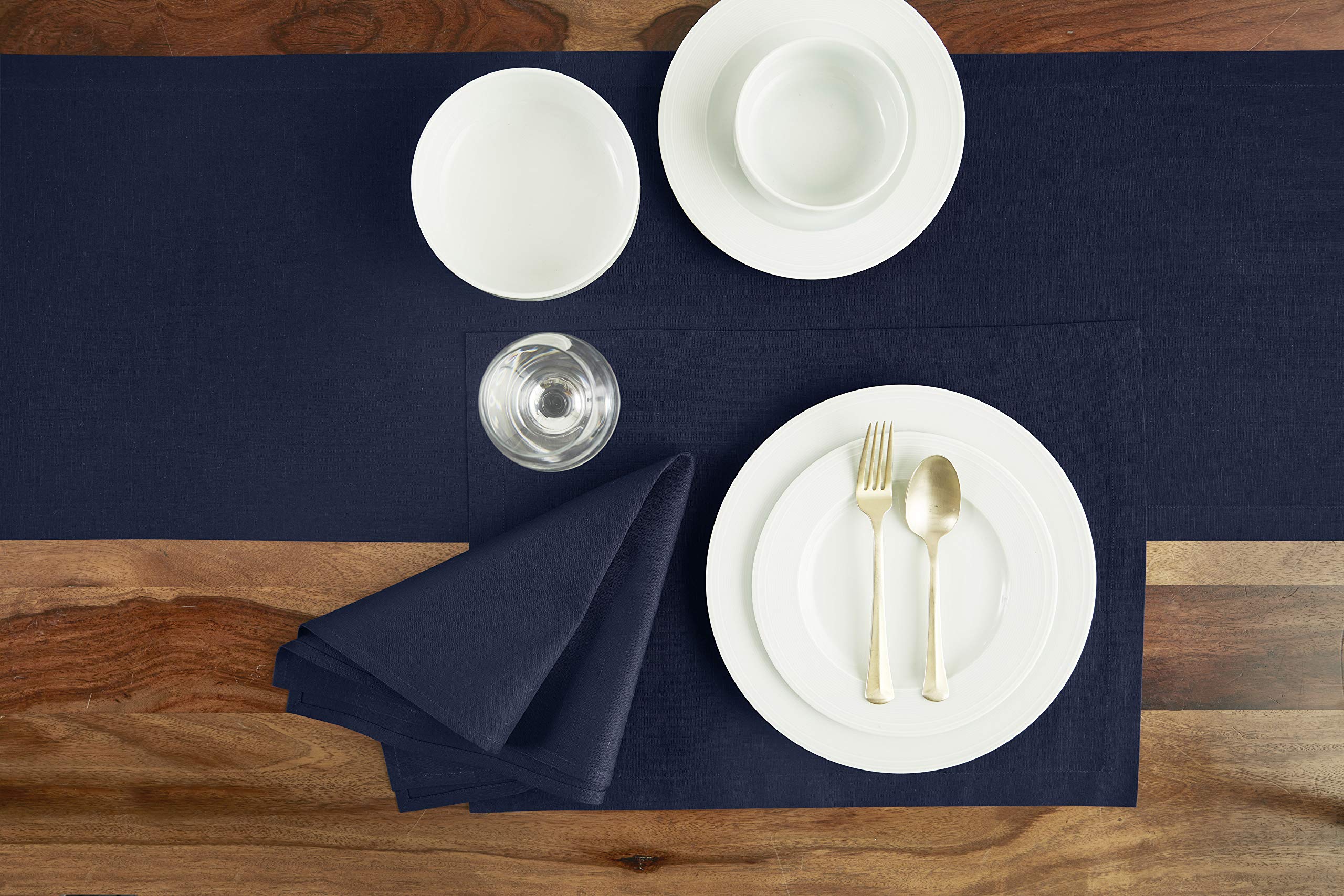 Solino Home Dinner Napkins 20 X 20 Inch - Dru Cotton Linen Navy Cloth Napkins Set Of 4 For Spring, Easter - Handcrafted And Mach