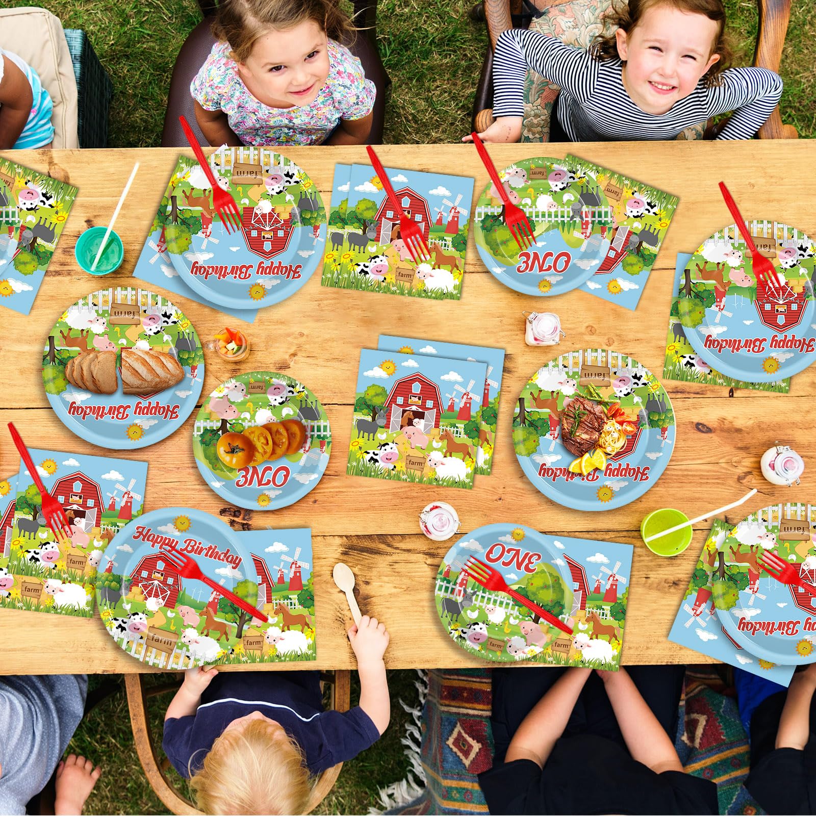 96 Pcs Smile Face Party Supplies Paper Plates Napkins Preppy Smile Themed Party Birthday Dinner Dessert Decorations Favors for Kids Baby Shower Decor Serves 24