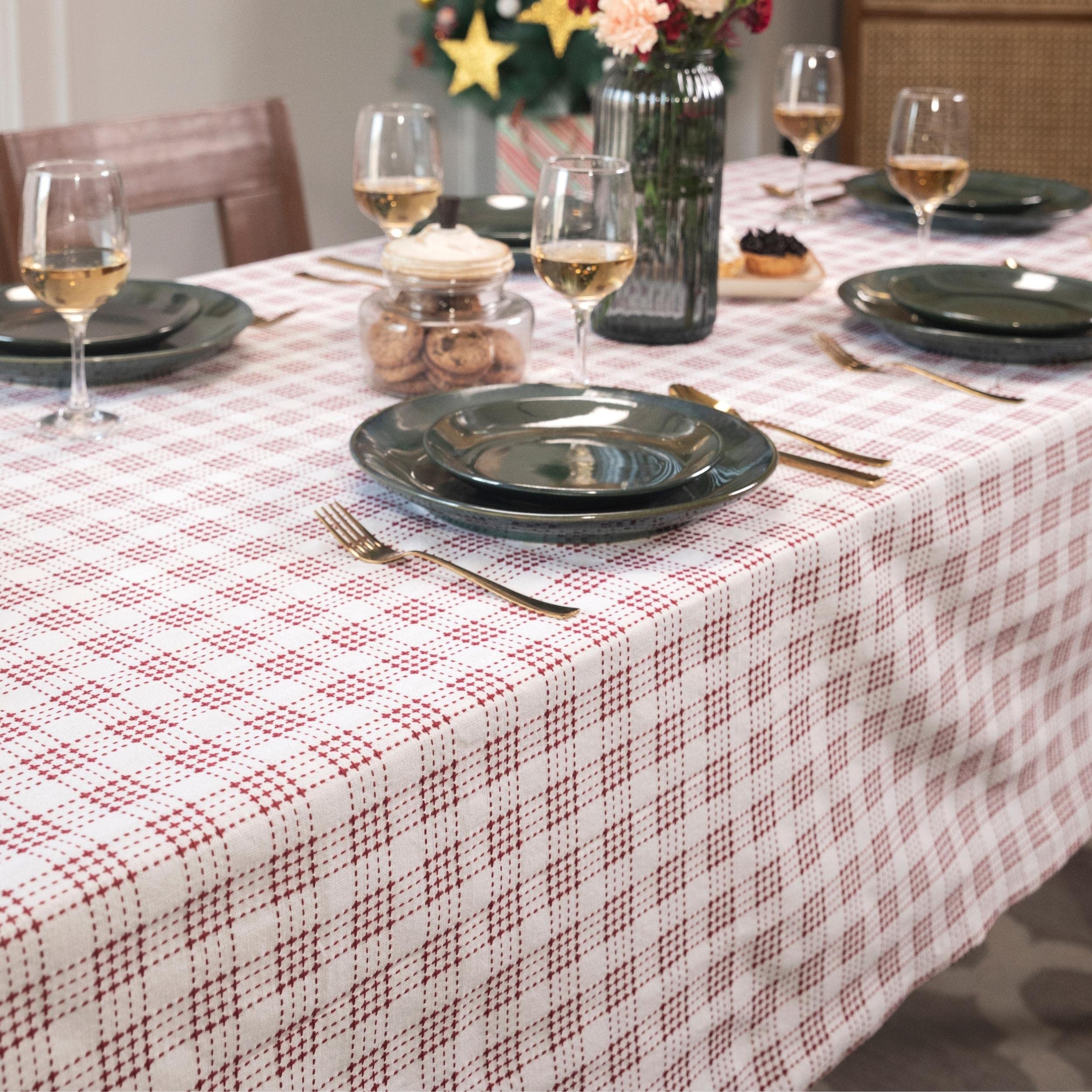 Folkulture White Table Cloth Or Rectangular Table Cloth For Gifting, 60 X 102 Inch, 100% Cotton Boho Tablecloth Or Rustic Tablec