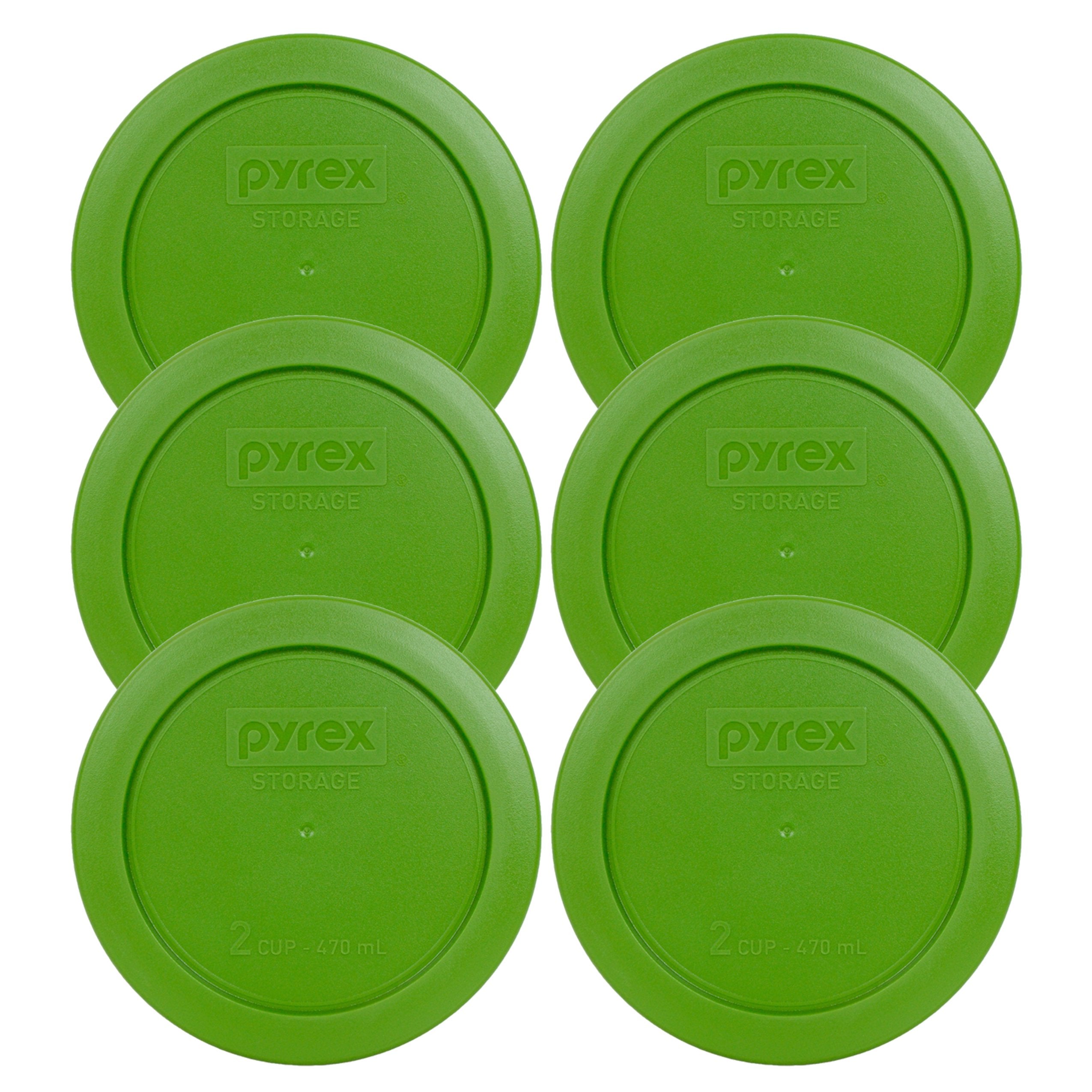 Pyrex 7200-PC 2-Cup Lawn Green Food Storage Replacement Lid (6-Pack) - Made in USA