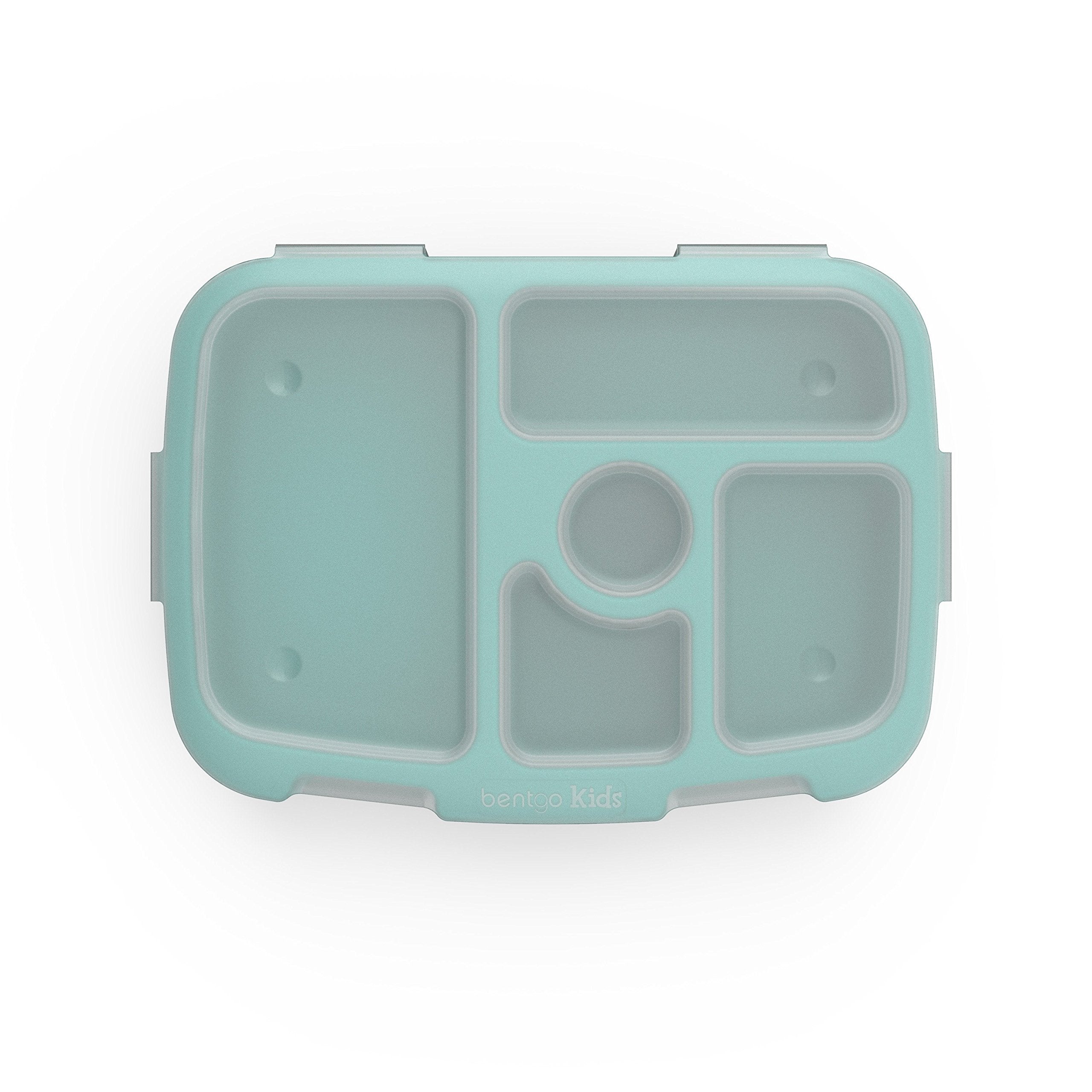 Bentgo Kids Brights Tray (Aqua) with Transparent Cover - Reusable  BPA-Free  5-Compartment Meal Prep Container with Built-In Portion Control for Healthy At-Home Meals and On-the-Go Lunches