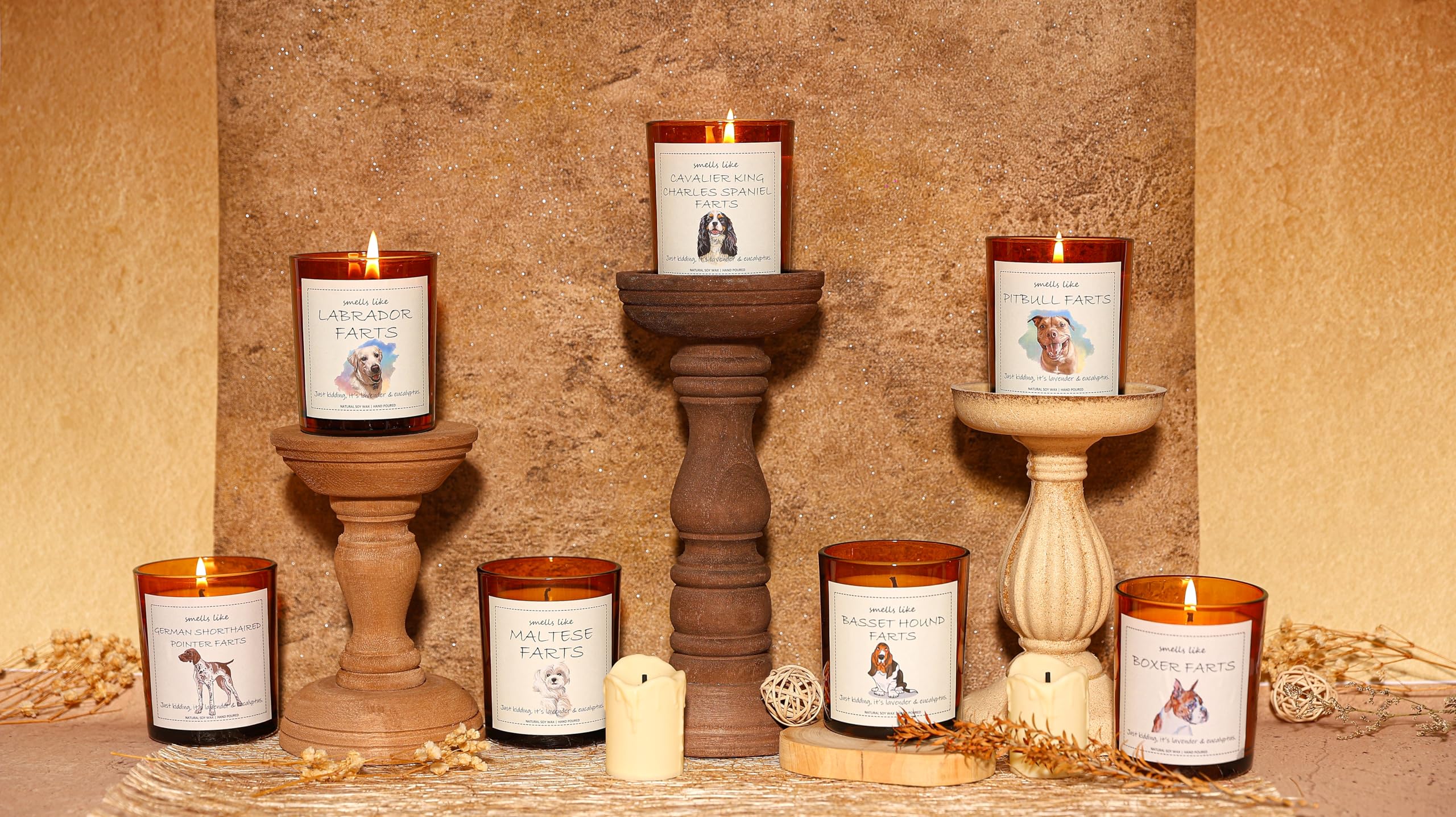 Pitbull Gifts & Decor, Pitbull Gifts for Women, Dog Farts Candle - Lavender & Eucalyptus, Crafted by Natural Soy Wax & Natural E