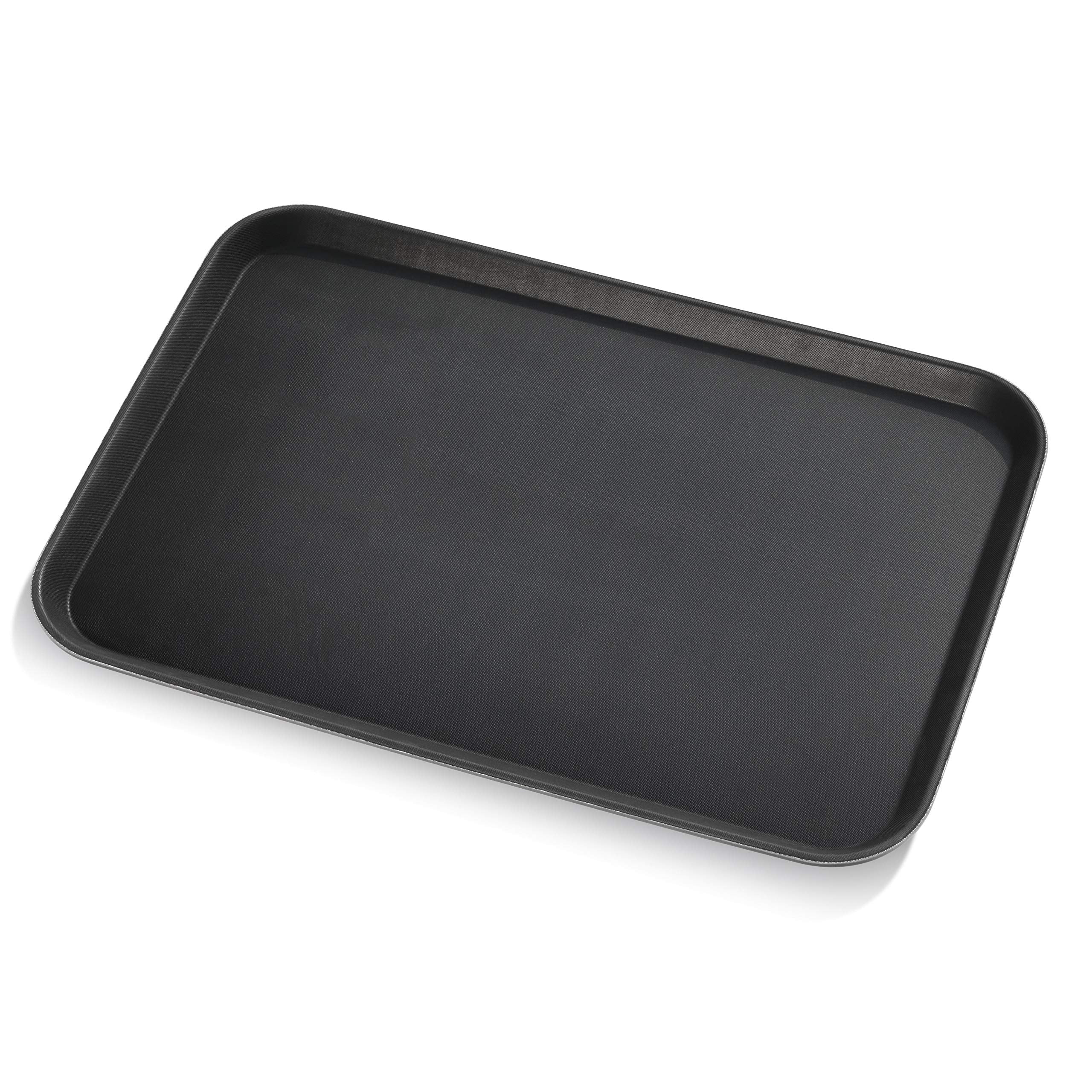 New Star Foodservice 25392 Restaurant Grade Non-Slip Tray, Plastic, Rubber Lined, Rectangular, 18-Inch X 26-Inch (Large), Black