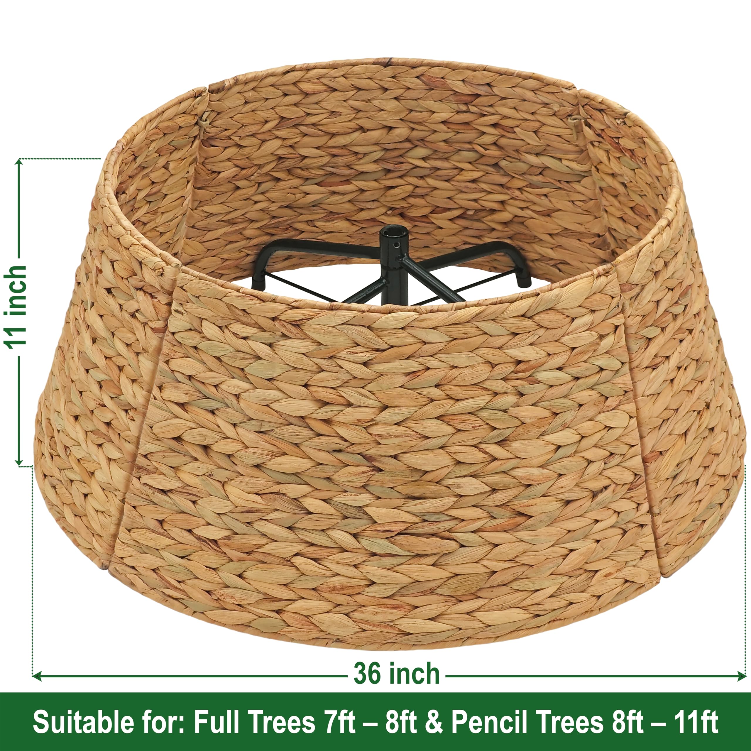 CENBOSS Rattan Christmas Tree Collar, Wicker Tree Skirt & Stand Base Cover (Natural, 36 inch)