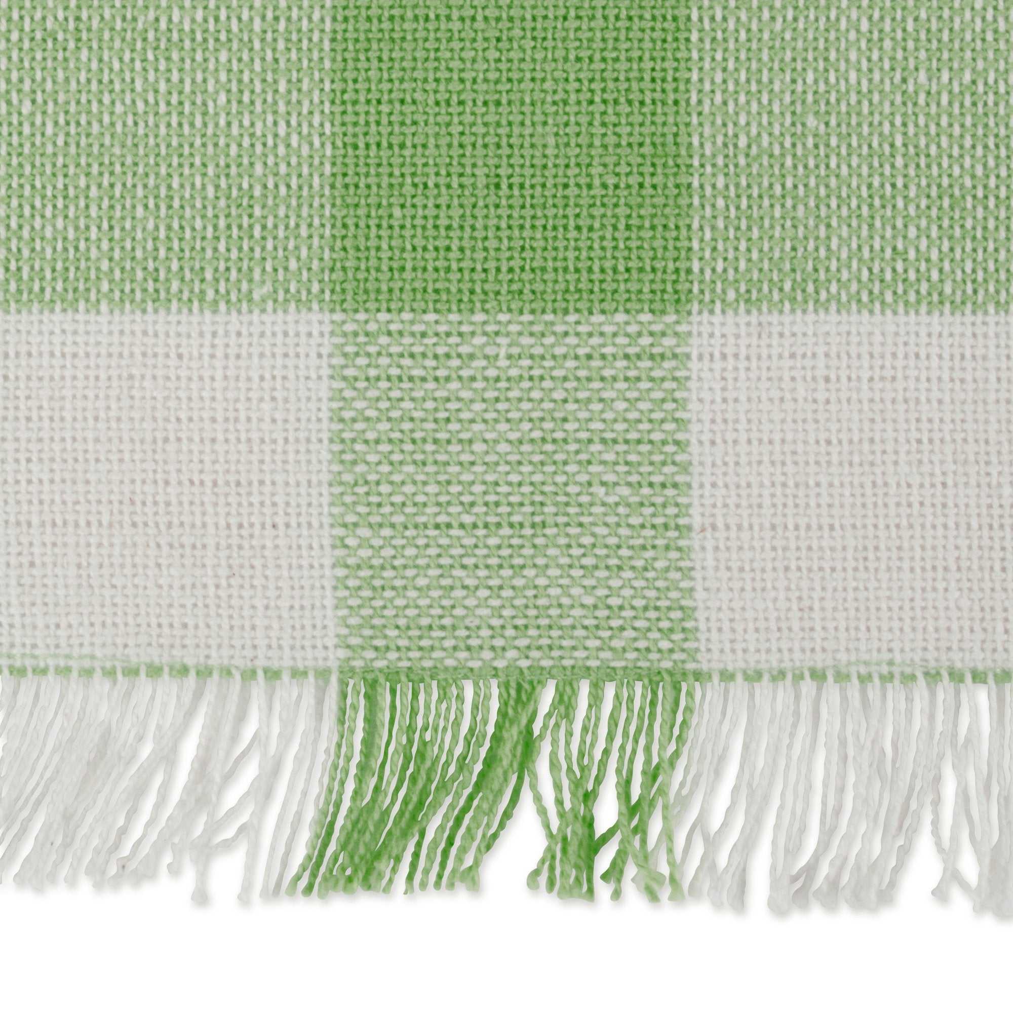 Dii Heavyweight Fringed Check Tabletop Collection, Table Runner, 14X108, Bright Green