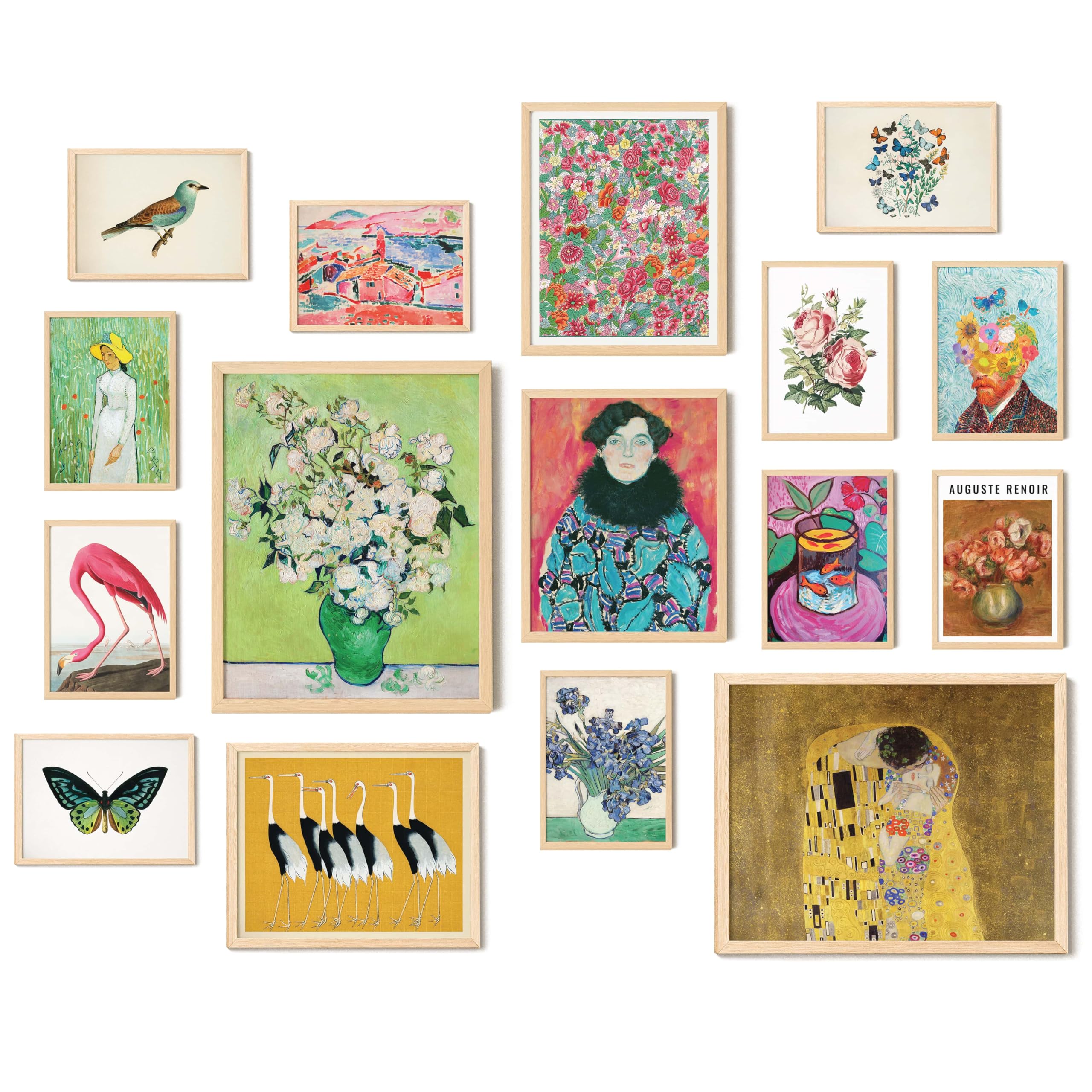 Excool Club 16Pcs Eclectic Home Decor Aesthetic - Maximalist Decor Funky Wall Art, Colorful Eclectic Decor, Famous Paintings Qui