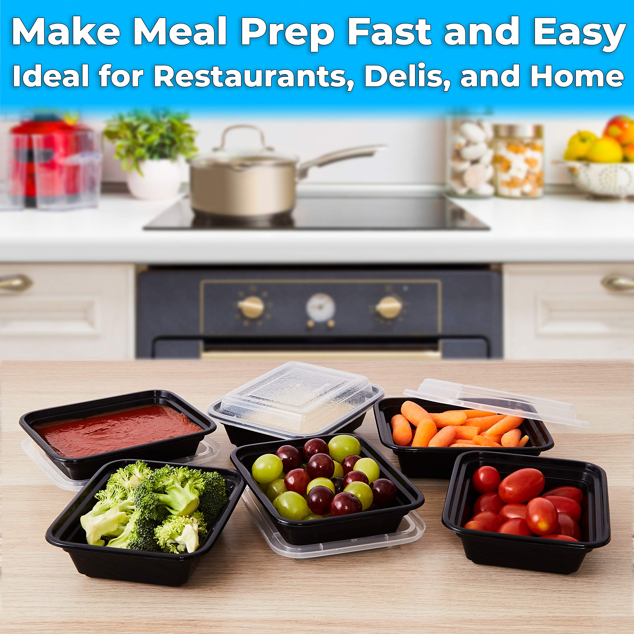 Pro Grade Bpa-Free Plastic Containers With Lids 50Ct. 12Oz Leakproof Microwavable Portion Container For To-Go Orders, Food Prep