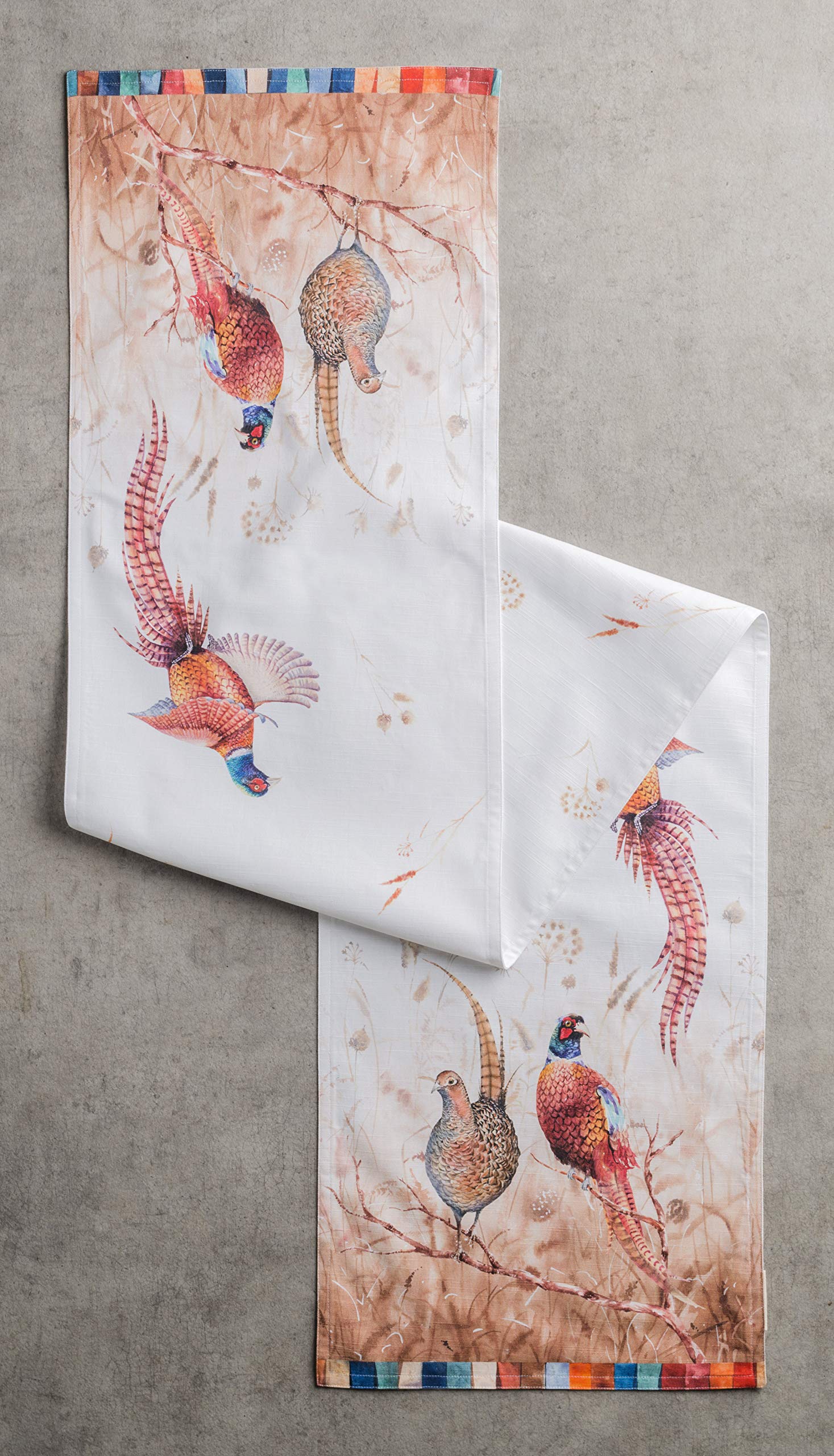 Maison D' Hermine Tablerunners 100% Cotton Decorative Tablerunner Table Cover, Holiday, Dinner & Dining, Faisan D'Automne (Doubl