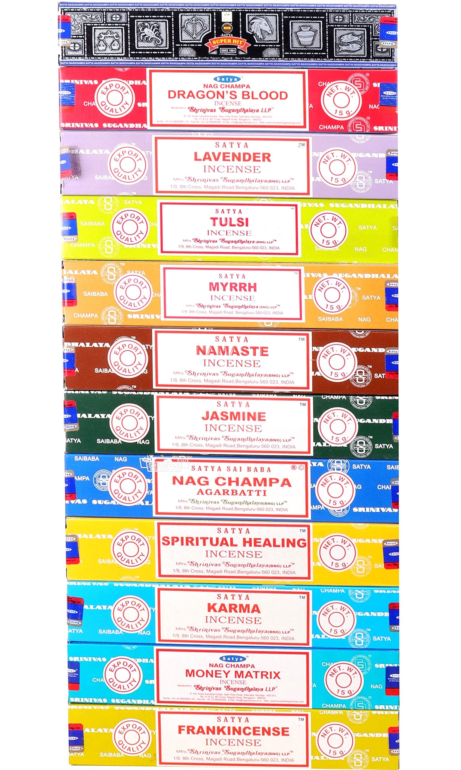 Nag Champa Satya Assorted Top Selling Series 12 Scents (Set 1)
