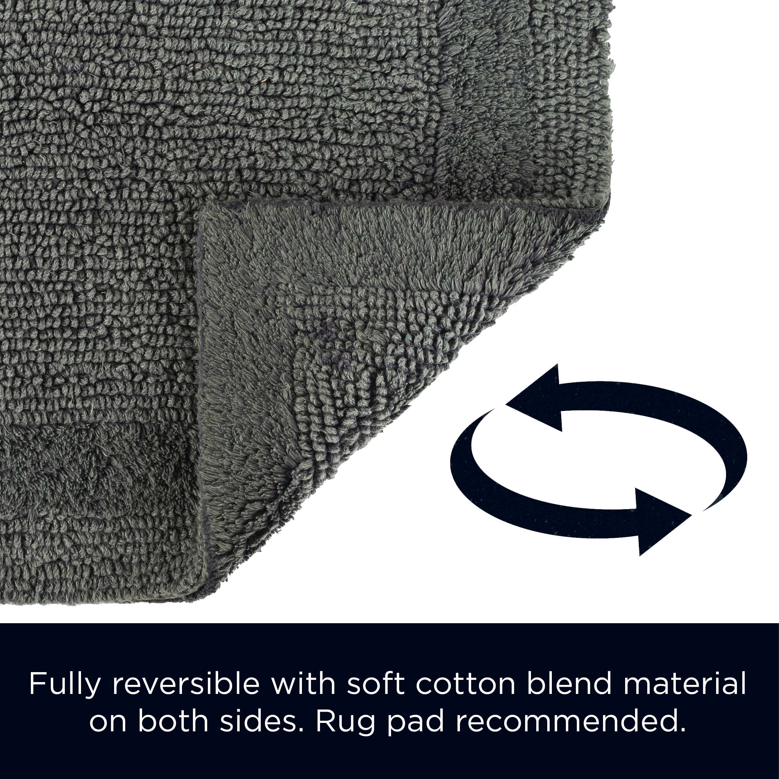 French Connection - Stonewash Bath Rug | Cotton Blend | Premium Bathroom D  Cor | Machine Washable | Measures 20    X 34    | Me
