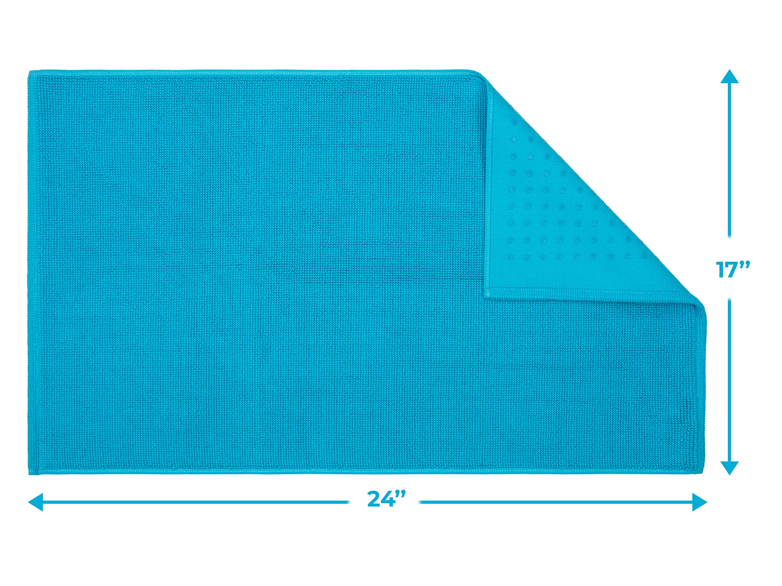 Cotton Paradise Bath Rug for Bathroom  17x24 inch 100% Cotton Non Slip Bath Mat Rug  Soft Absorbent Machine Washable  Aqua Blue Bath Rug