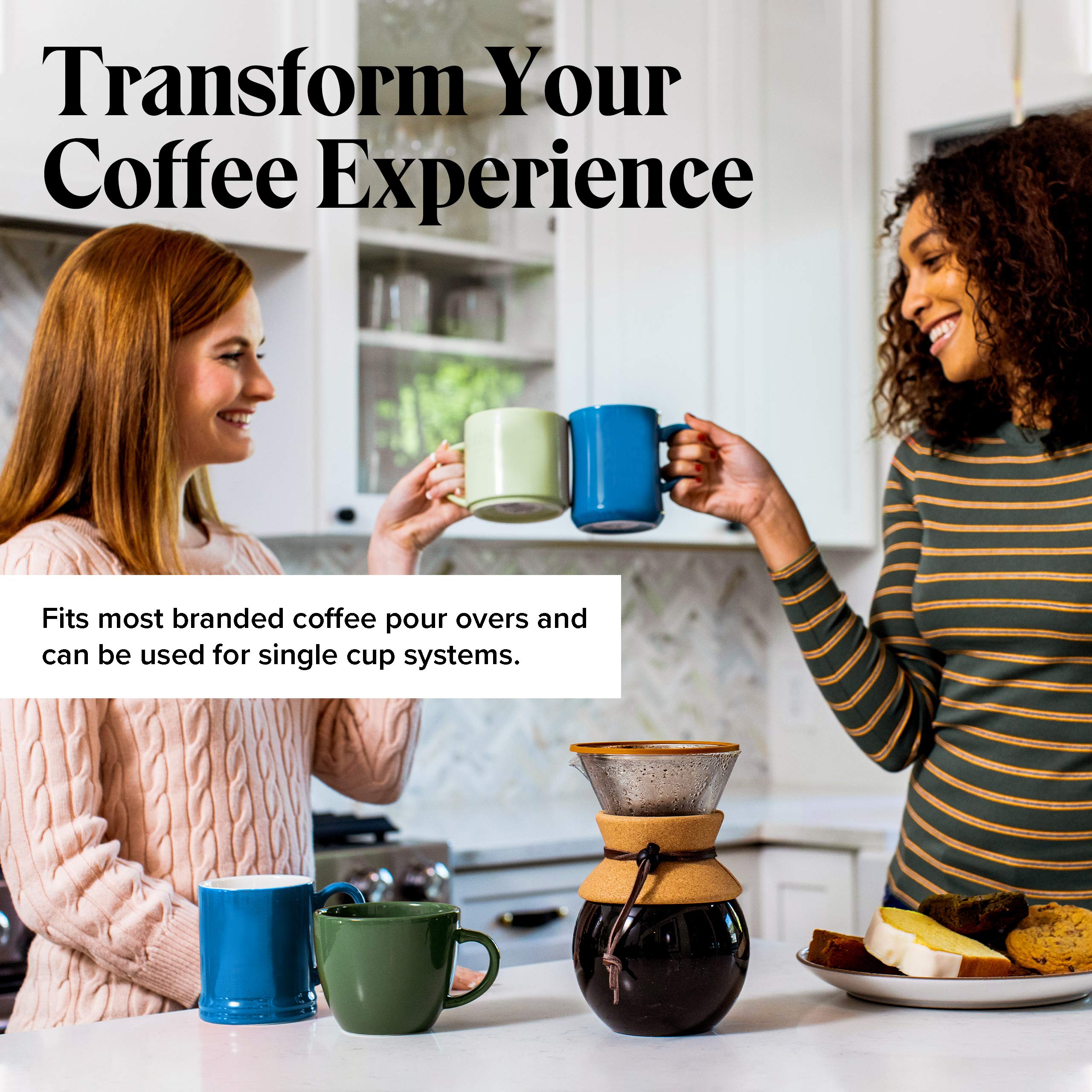 Willow & Everett Pour Over Coffee Dripper - Reusable Drip Cone Filter & Strainer - Paperless Filters