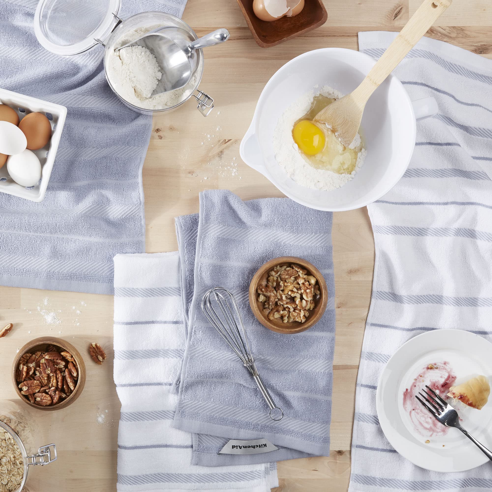 Kitchenaid Albany Kitchen Towel 4-Pack Set, Lavender Cream/White, 16''X26''