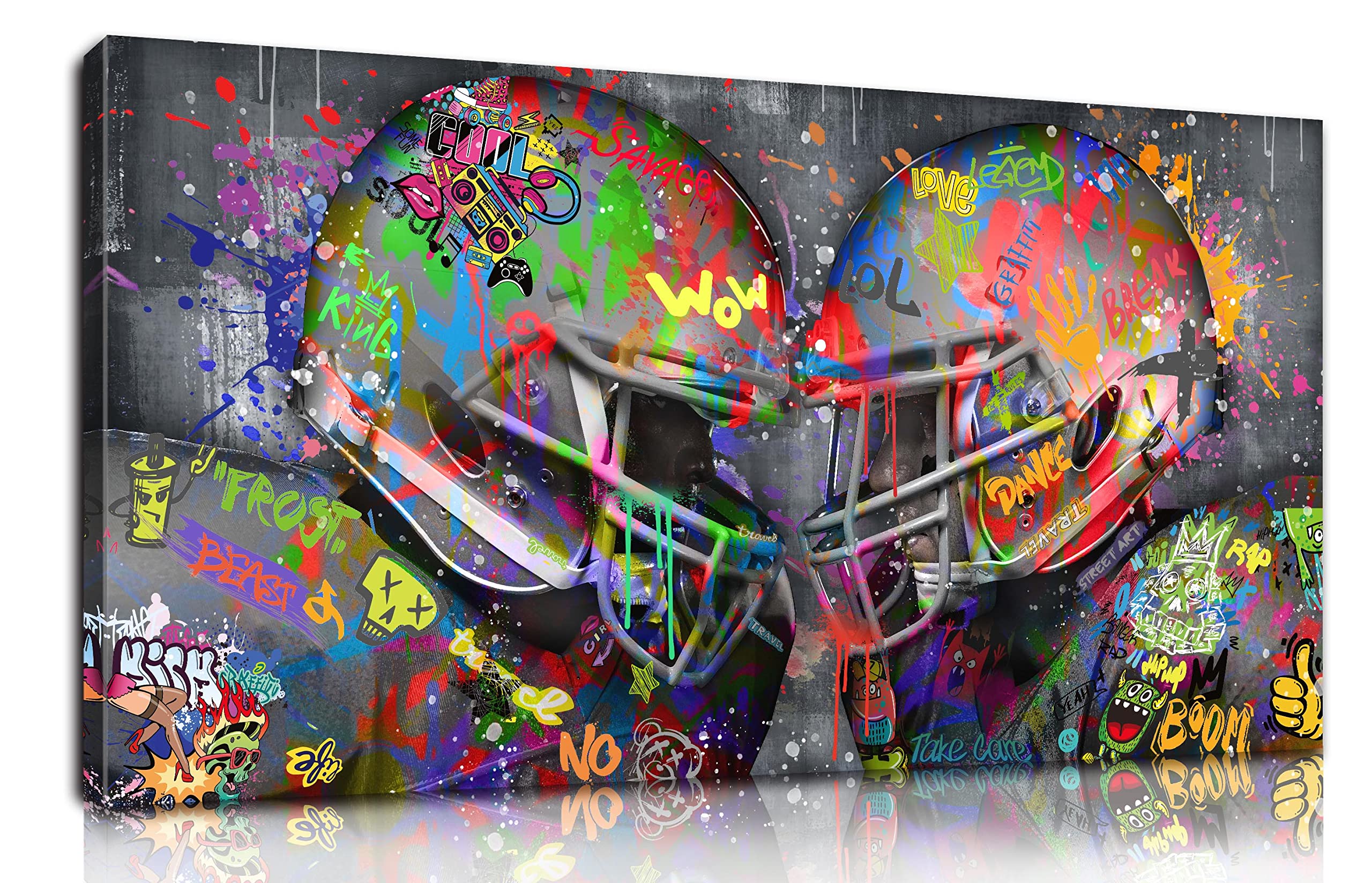Sixttart American Football Posters Large Wall-Art For Living Room - Graffiti Rugby Ball Bedroom Decor For Teen Boys - Banksy Can