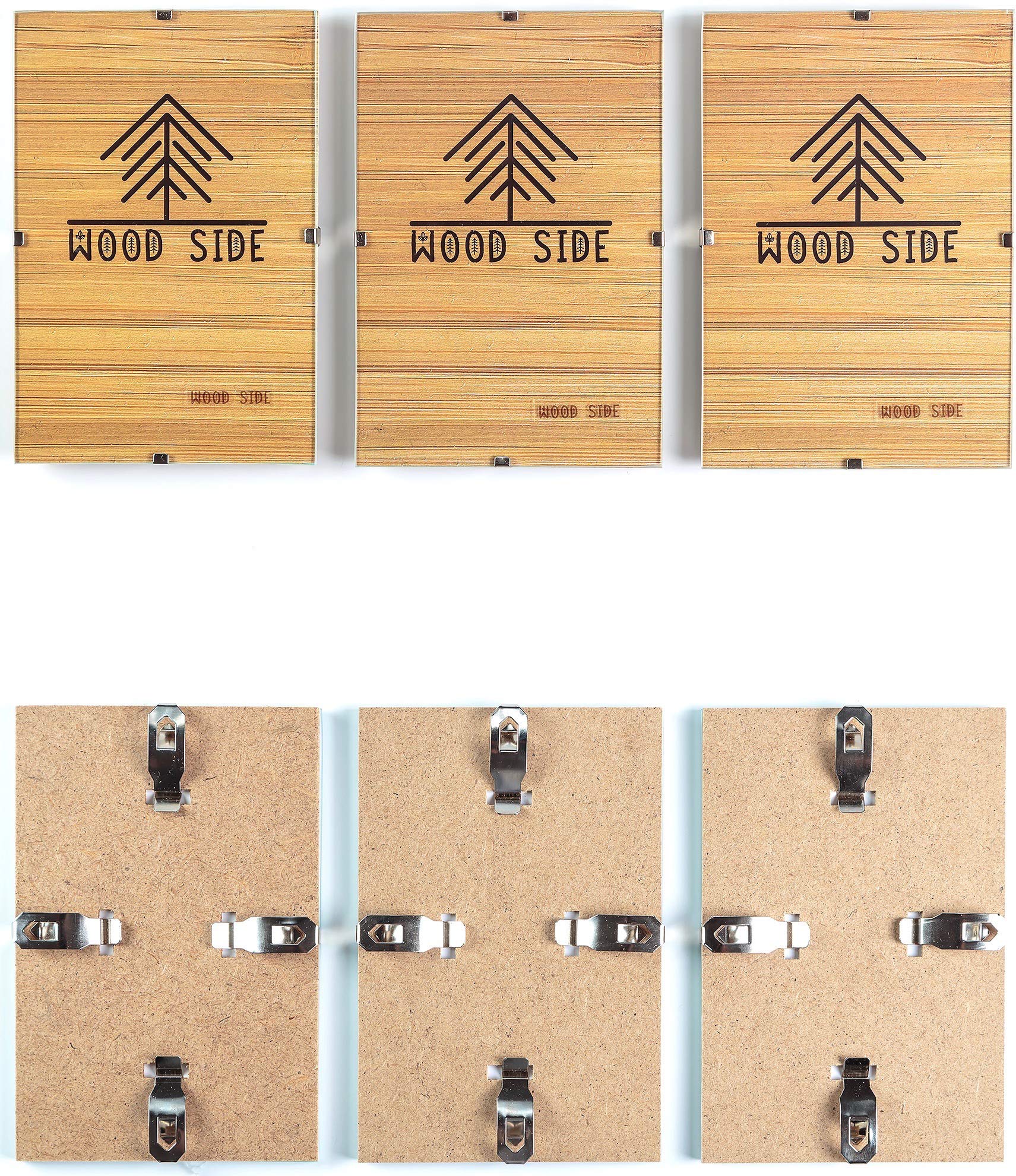 WOOD SIDE ORBIS Glass Clip Picture Frames 8.5x11 - Pack of 3, Clear Craft Photo Frames