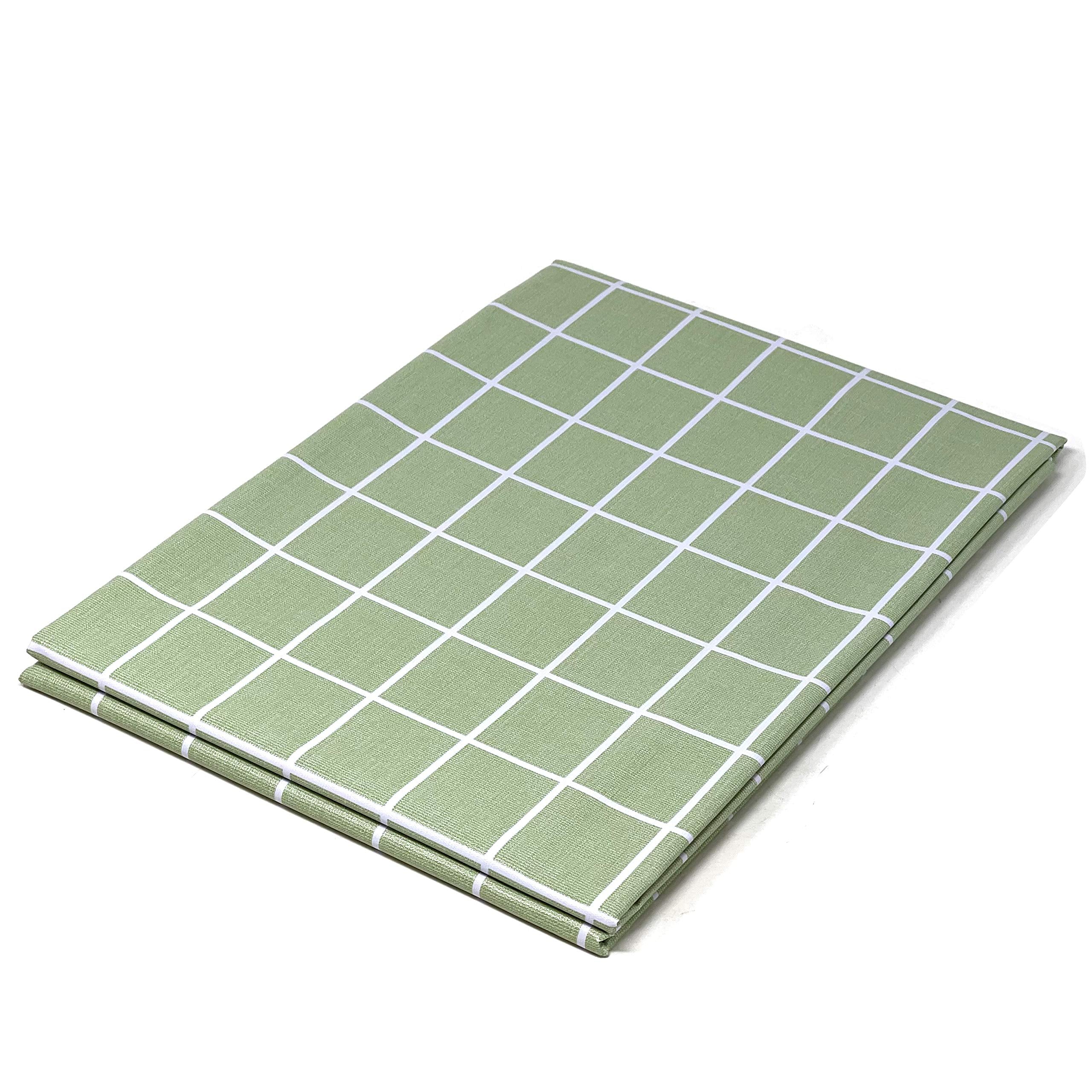Allgala Waterproof Check Design Printed Pvc Vinyl Protective Tablecloth - 54X108 Inch - Green - Tc59207