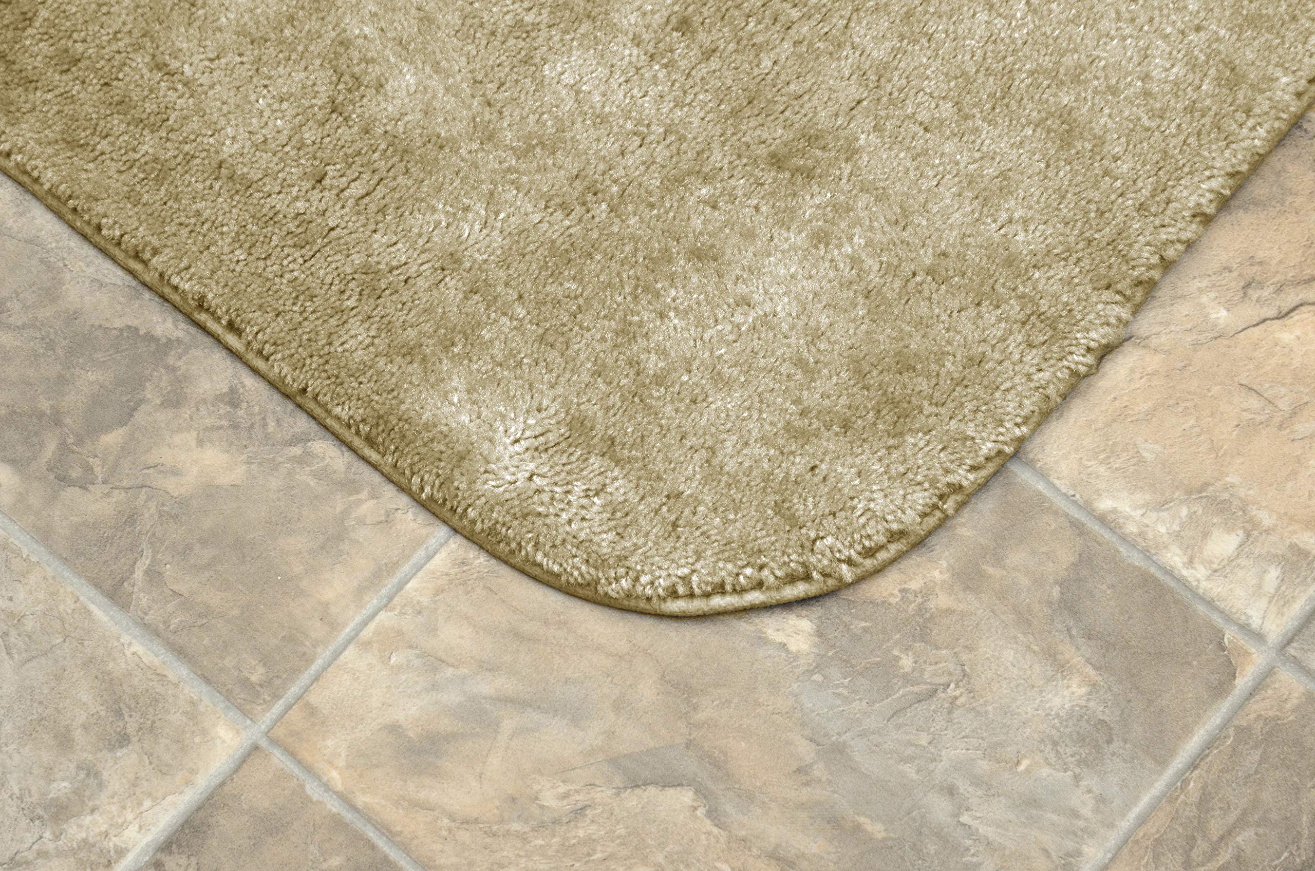 Garland Rug 2-Piece Traditional Nylon Washable Bathroom Rug Set, Linen