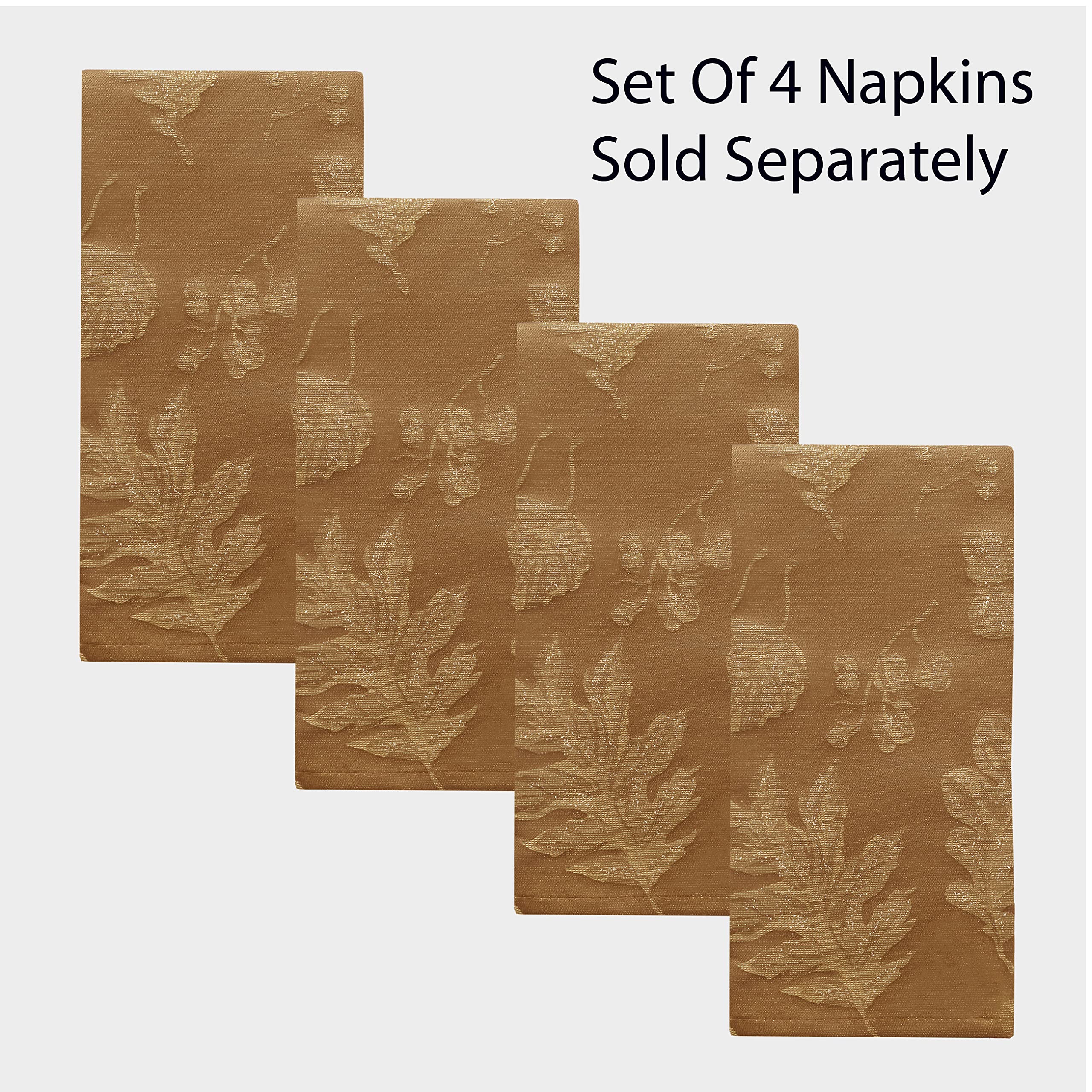 Newbridge Metallic Autumn Leaf Damask Fall  Thanksgiving Fabric Tablecloth  Fall Rustic Swirling Leaves Soil Resistant Easy Care Tablecloth  60? x 144? Oblong/Rectangle  Bronze/Gold
