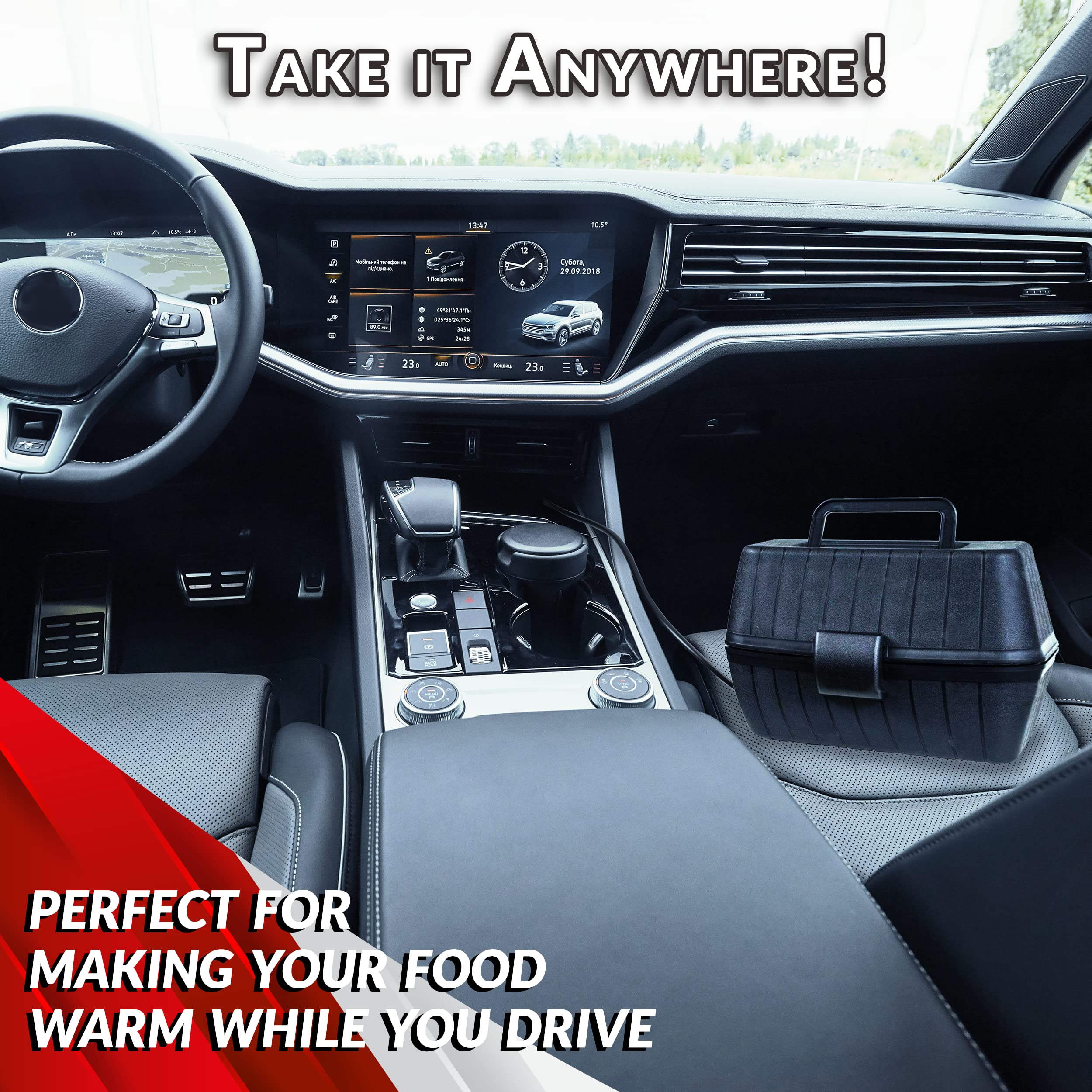 Zento Deals Heating Lunch Box - 12V Portable Mini Electric Warmer For Car Food - Perfect For Outdoors Travelling, Camping - Easy