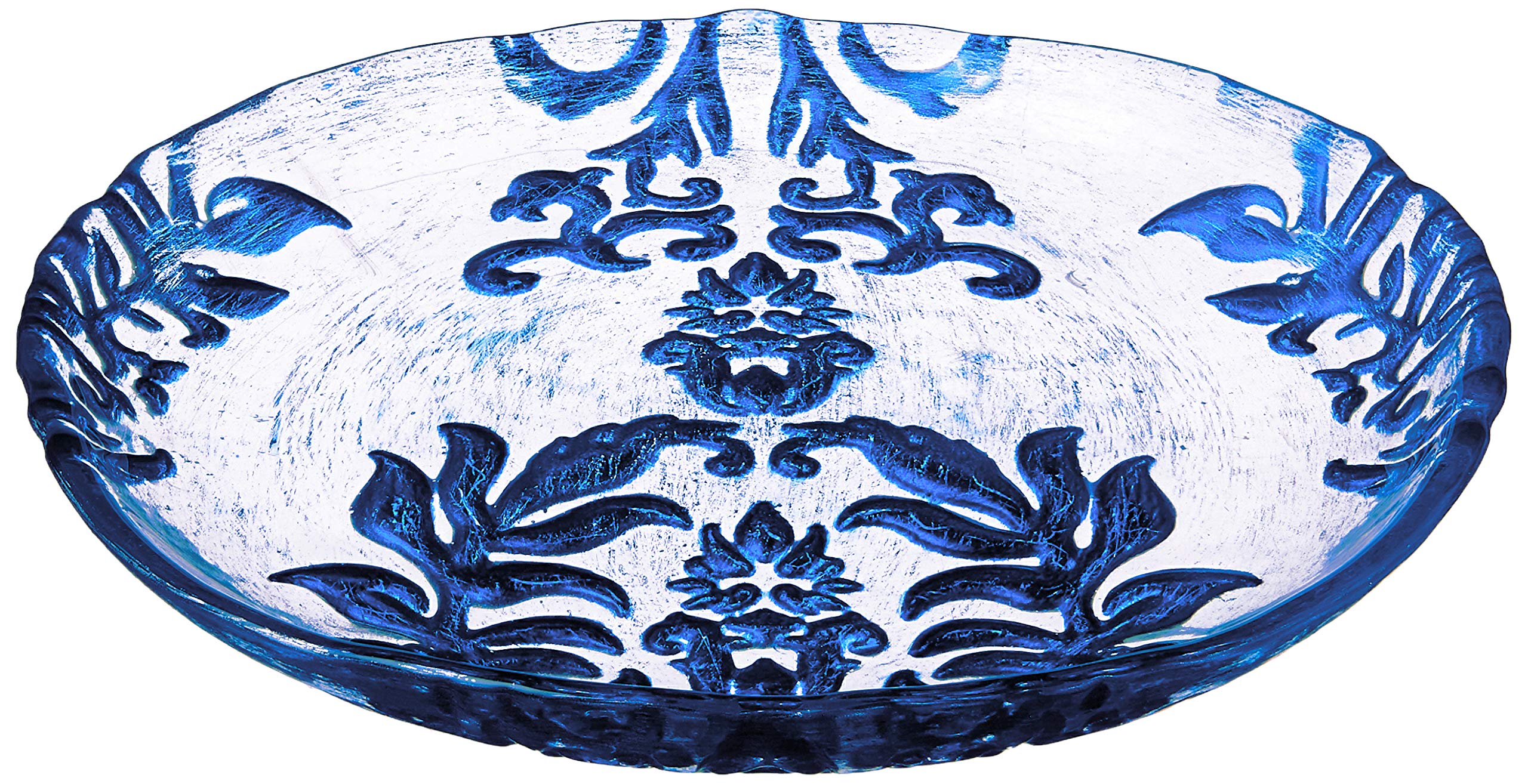 Red Pomegranate Damask Canape Plate Blue Velvet 6.5-Inch