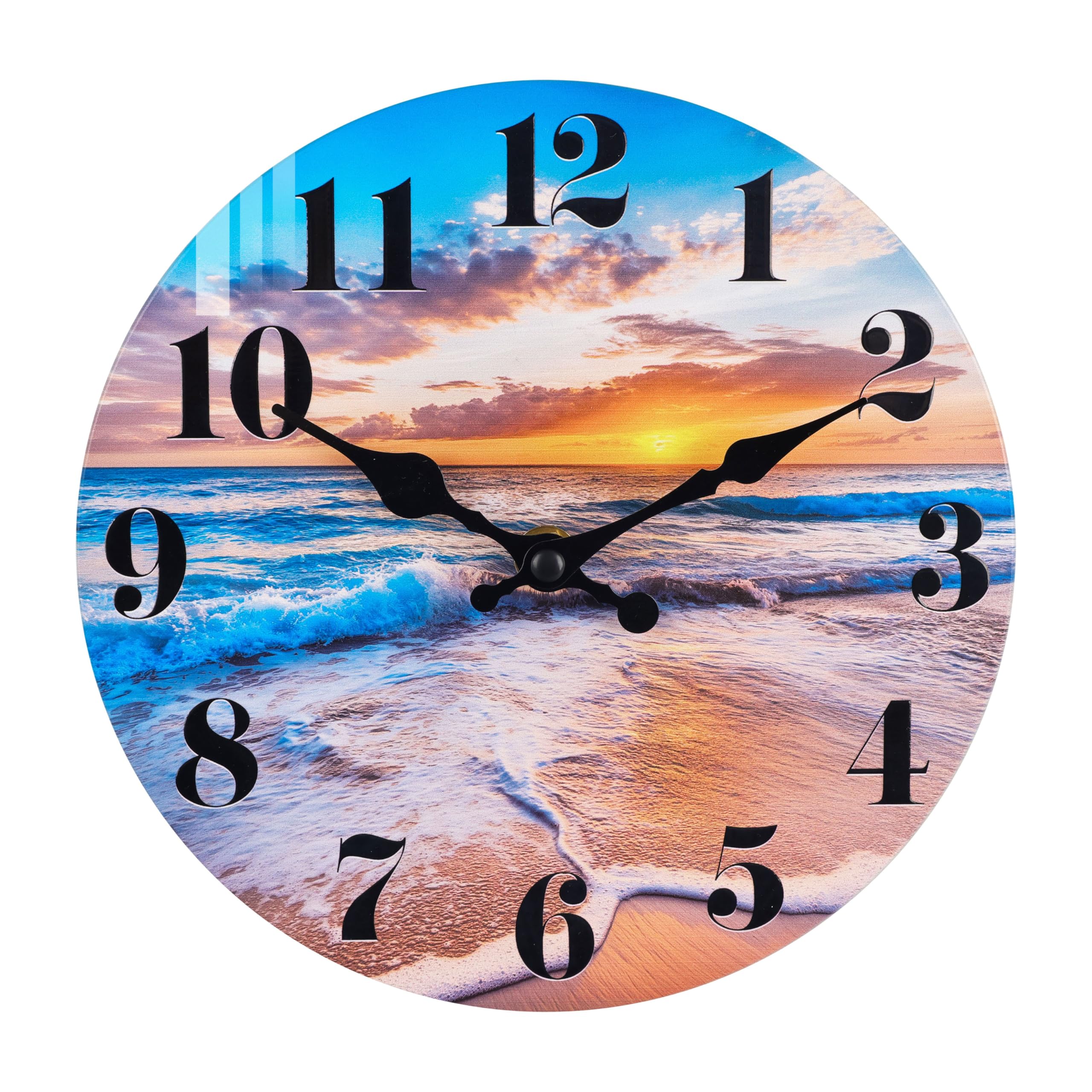 Jomparis 8 Inch Wall Clocks Battery Operated-Decorative Beach Sunset Theme Wall Clock For Bathroom Bedroom Kitchen Home Decor