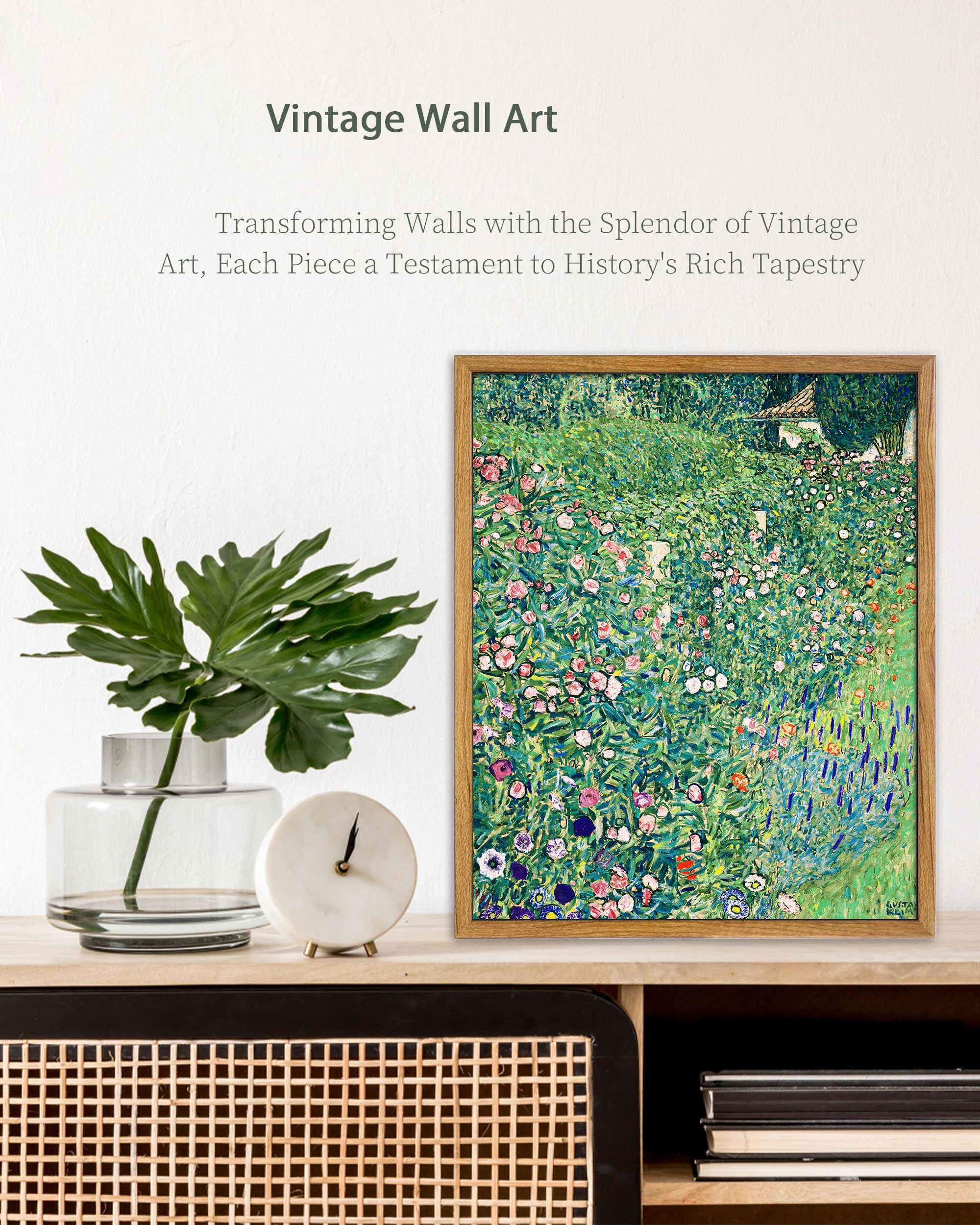UPWOIGH Framed Wall Art Print, 8x10in Vintage Canvas Klimt Design for Living Room and Bedroom