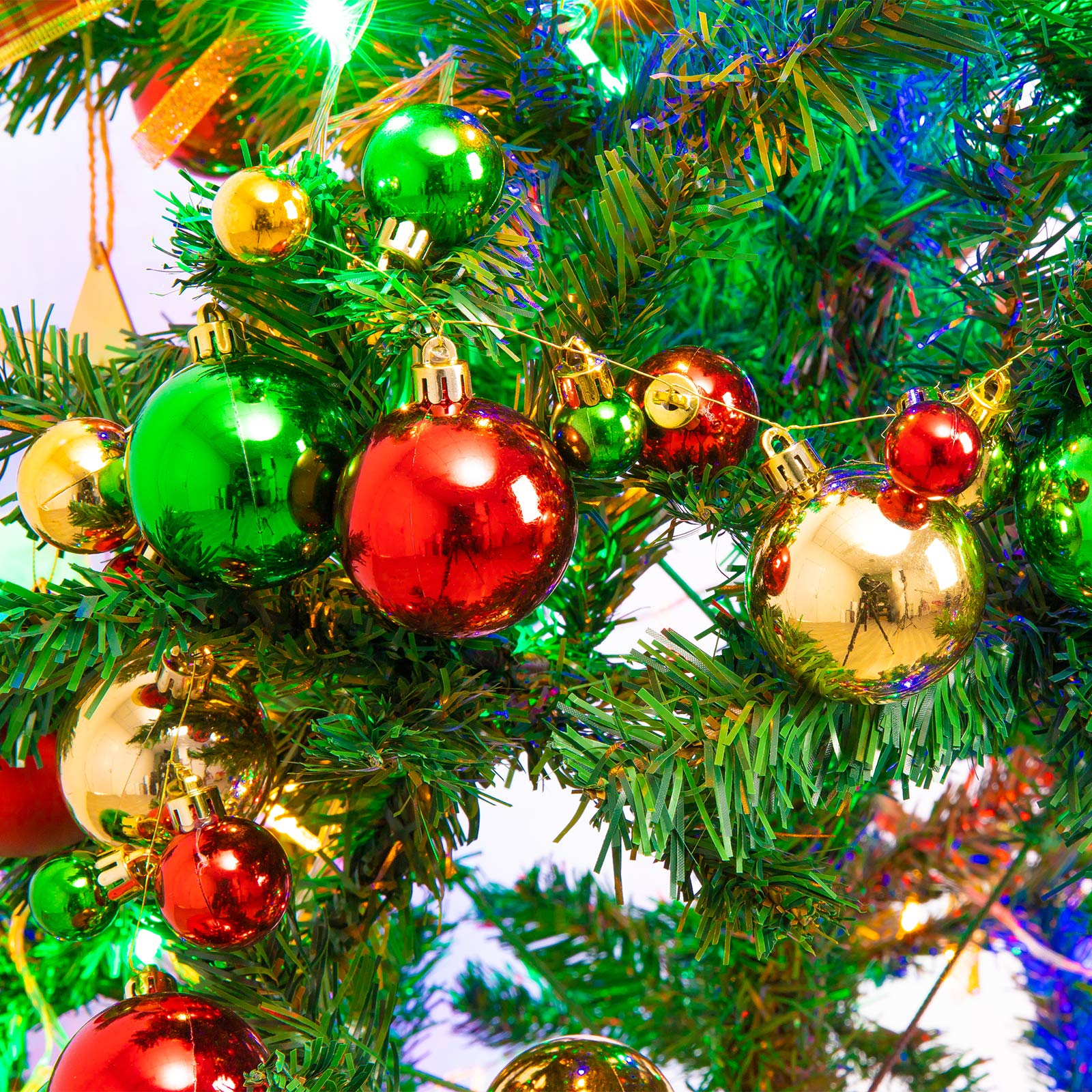 Whaline Christmas Ball Garland Ball Ornament 6ft Bauble Garland Christmas Tree Ball Decoration Shatterproof Ball Ornaments for X