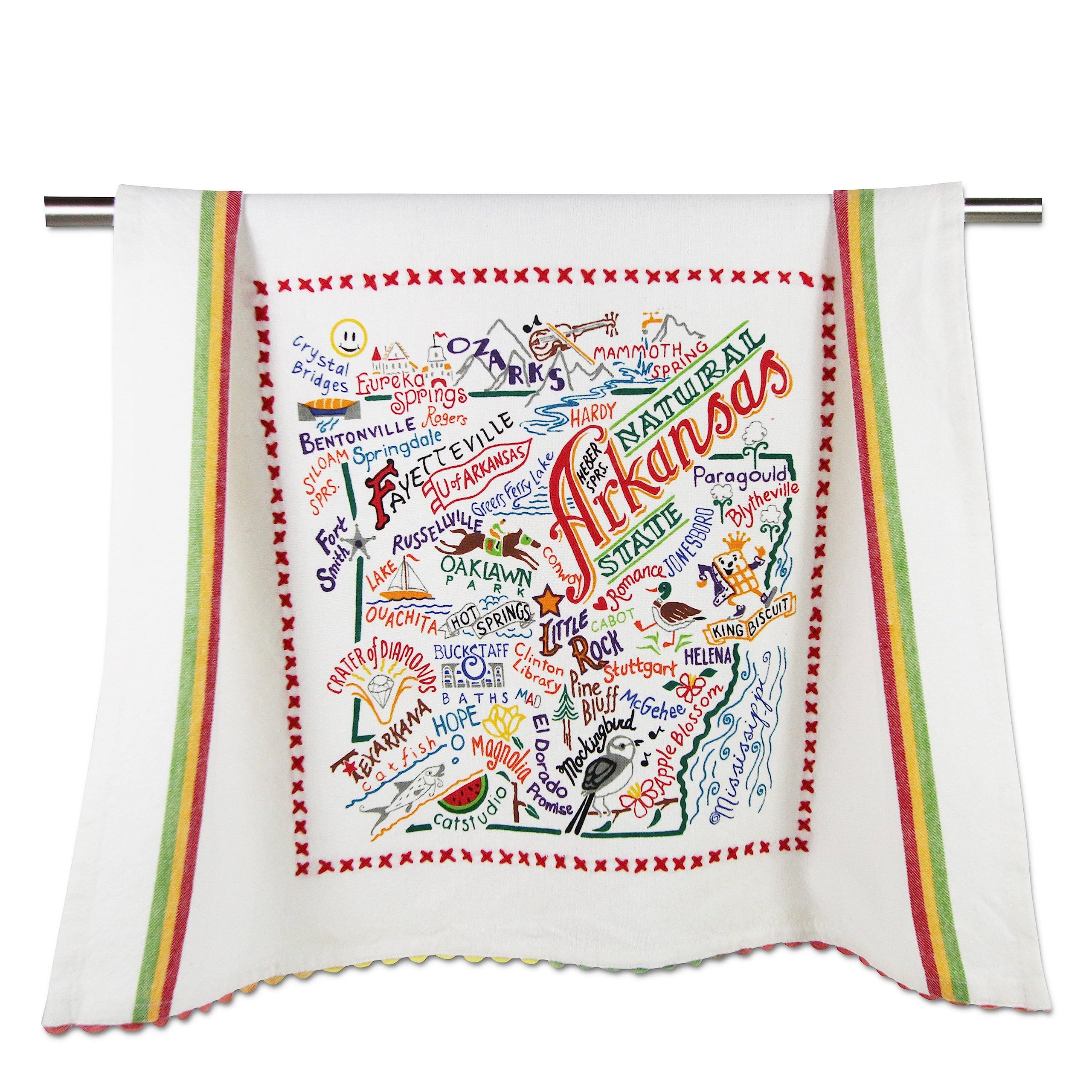 Catstudio Arkansas Dish Towel - U.S. State Souvenir Kitchen And Hand Towel With Original Artwork - Perfect Tea Towel For Arkansa