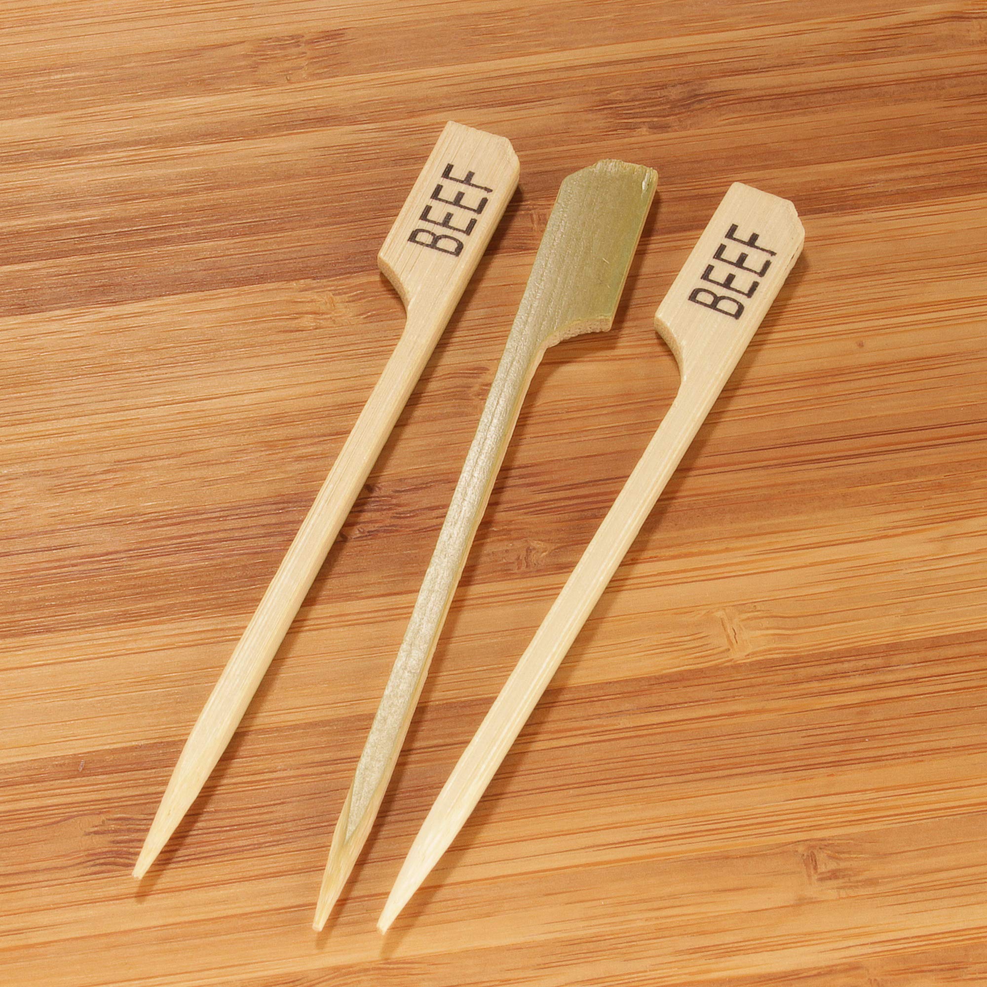 Bamboomn - Beef Meat Marker Bamboo Paddle Pick - 3.5'' (8.9Cm) - 1,000 Pieces