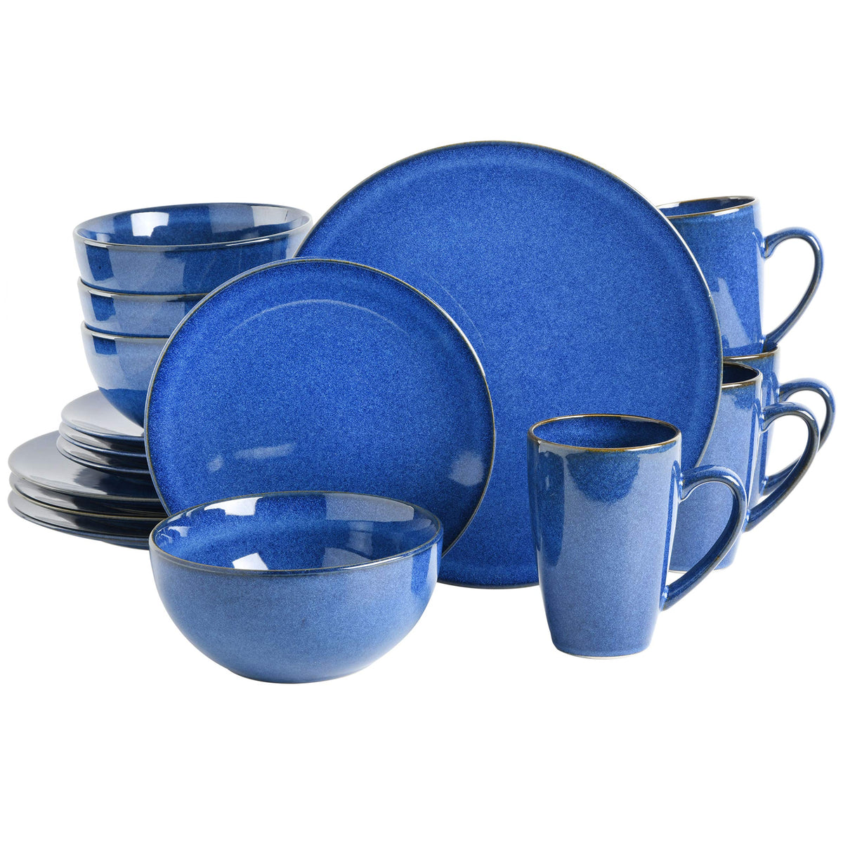 Gibson Elite Lisbon 16-Piece Reactive Dinnerware Set, Cobalt Blue