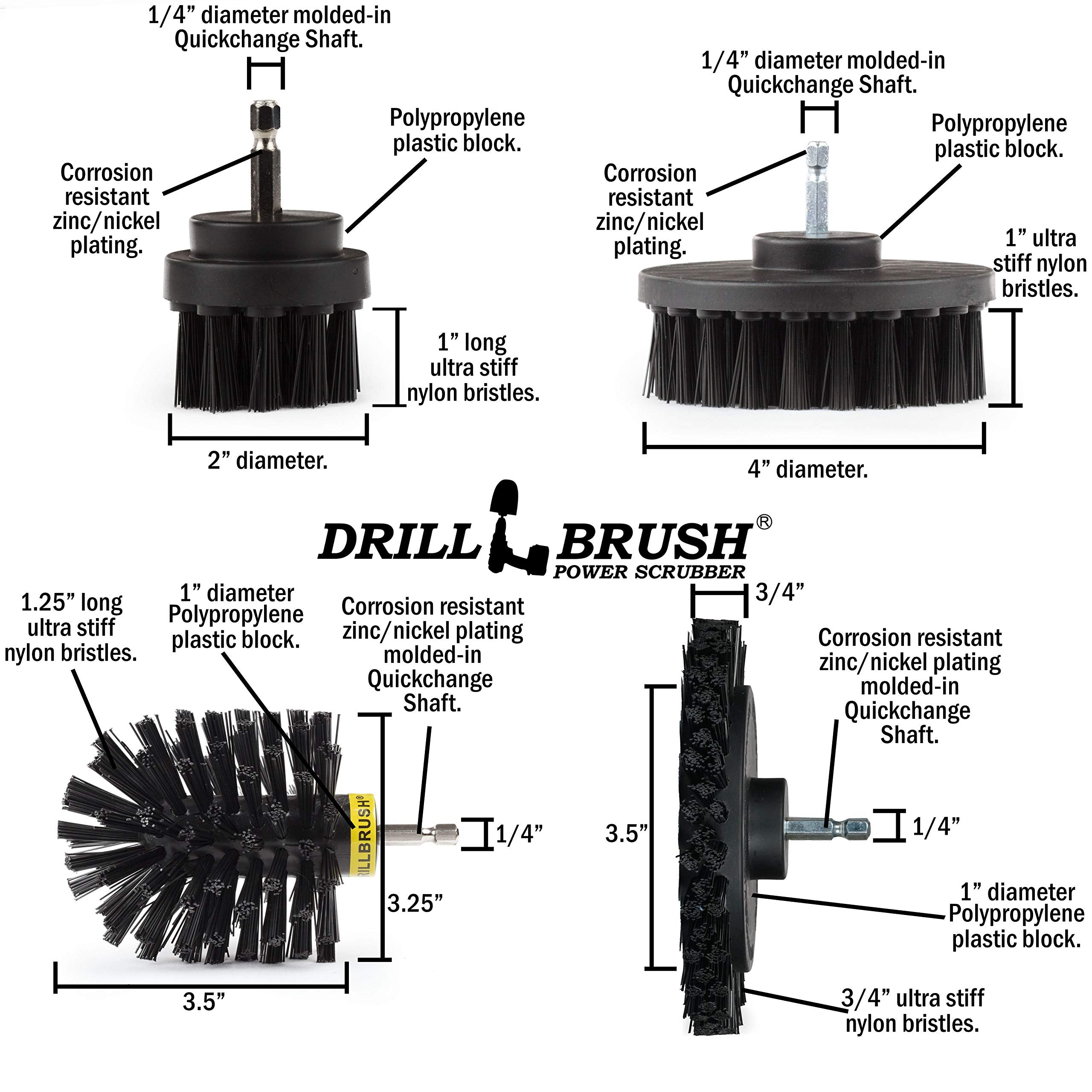 Drillbrush Black - Grill Brush - Grill Tools Clean Gas Grills  Electric Smokers  Charcoal Grills  Oven Racks  and Fireplace Grates - Drill Power Brush Cleans Baked or Burned on Food