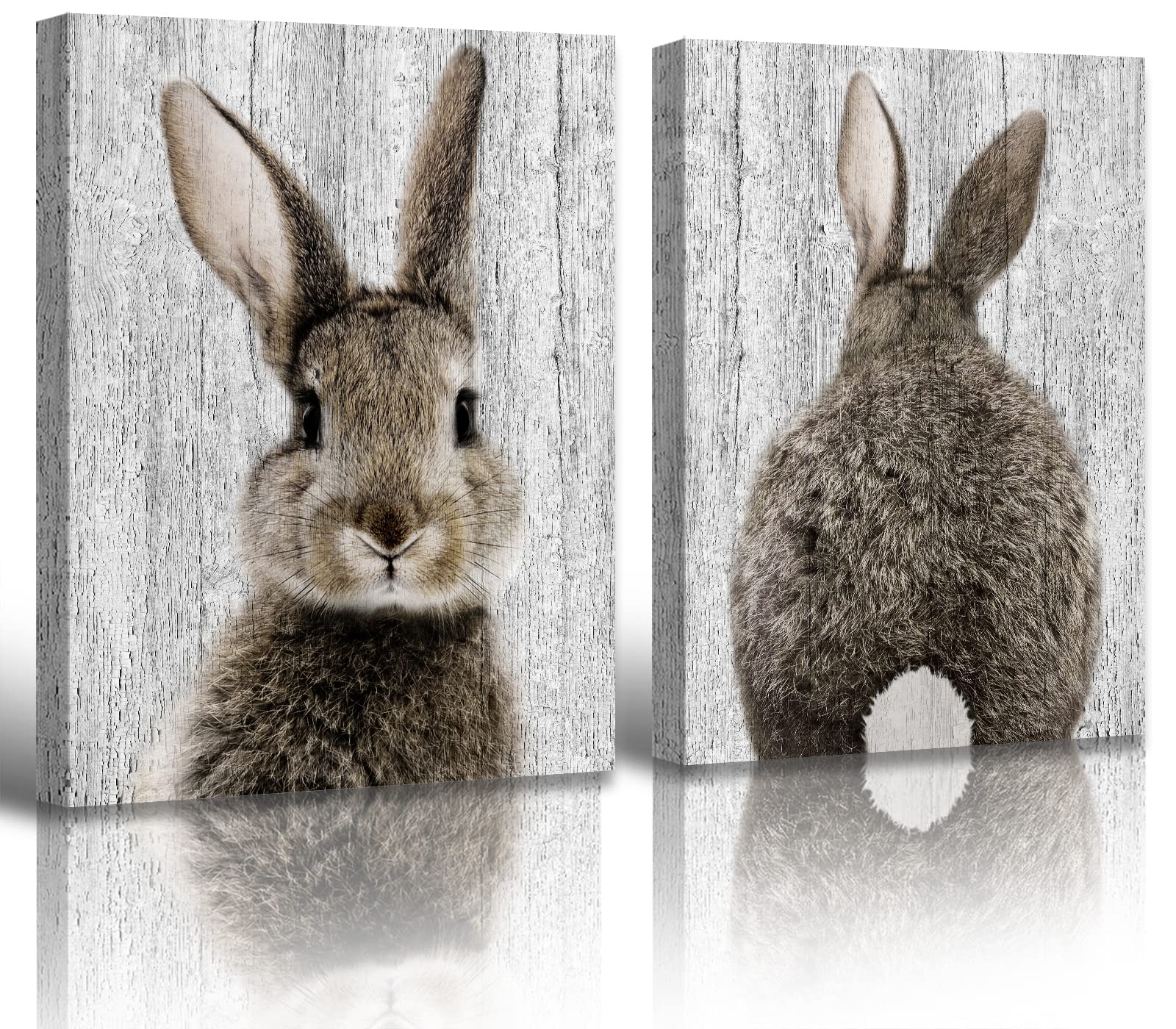 Blinfeiru Nursery Decor Bunny Canvas Wall Art Brown Lovely Rabbit Posters For Baby Kids Room Decorative Pictures Natural Cute An