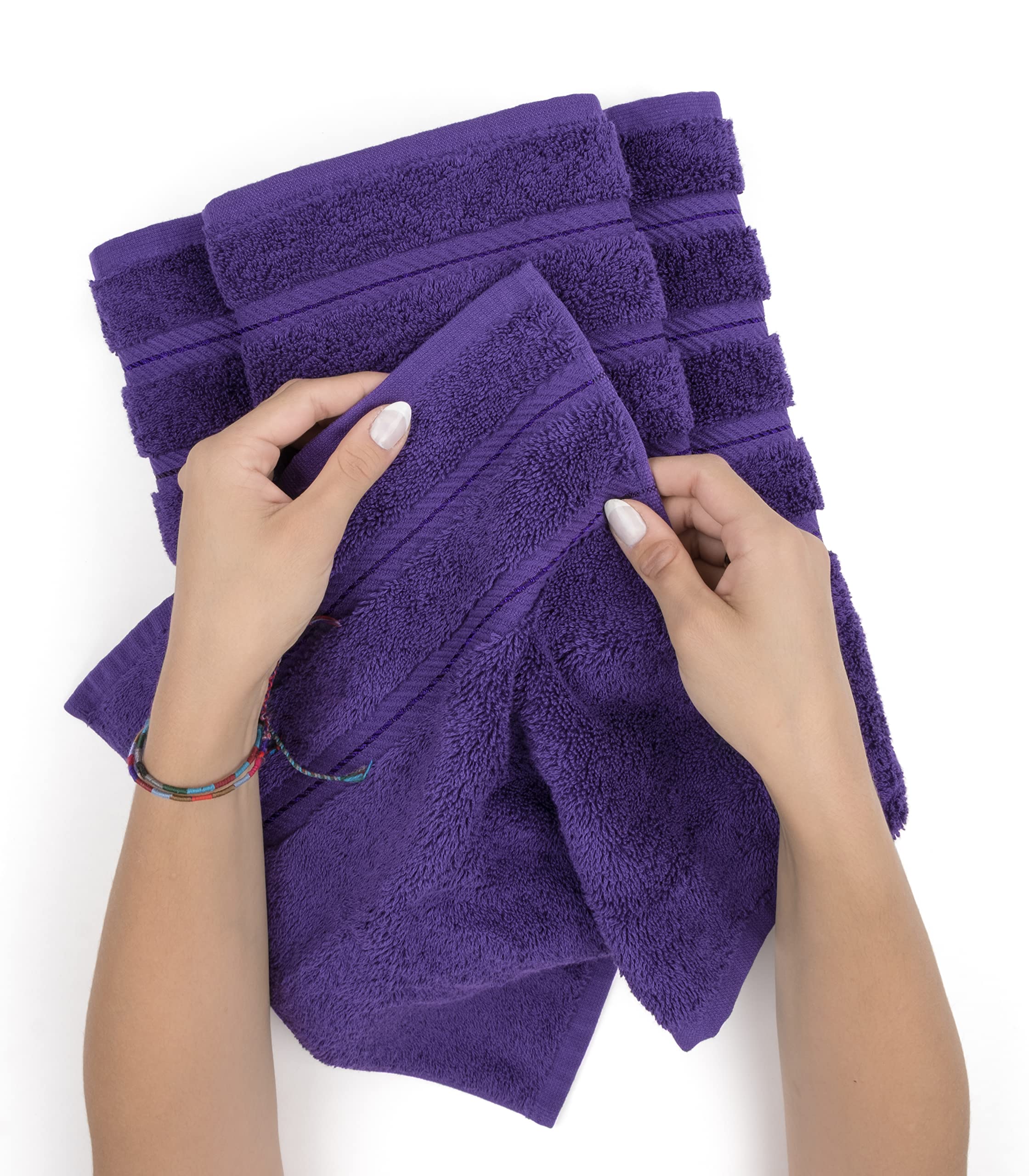 American Soft Linen Luxury 6 Piece Towel Set  2 Bath Towels 2 Hand Towels 2 Washcloths  100% Turkish Cotton Towels for Bathroom  Purple Towel Sets