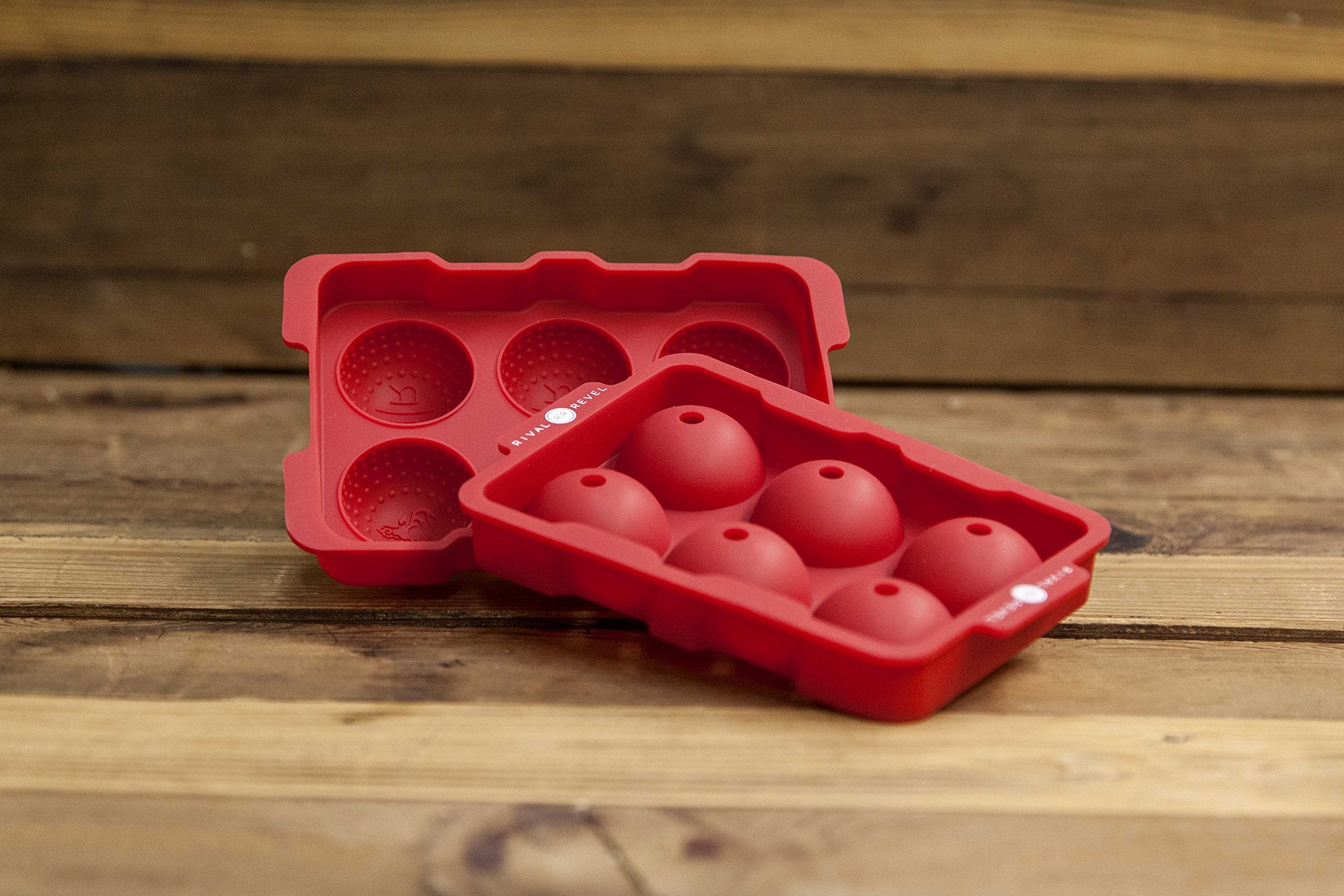 Rival And Revel R|R Rocks - 6 Ball Tray - R|R Rocks - Golf Ball Ice Maker, Red, 6.75'' X 4.5'' X 2''