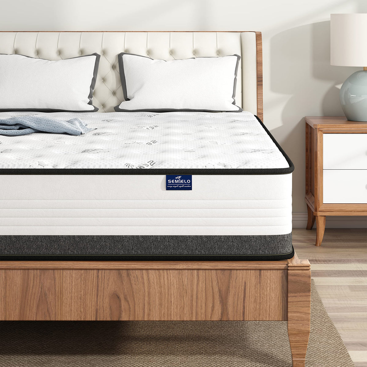 Semielo Twin Size Mattress 10 Inch, Memory Foam Hybrid Mattress Cool Sleepmedium Firmcertipur-Us Certified, Pressure Relieving B