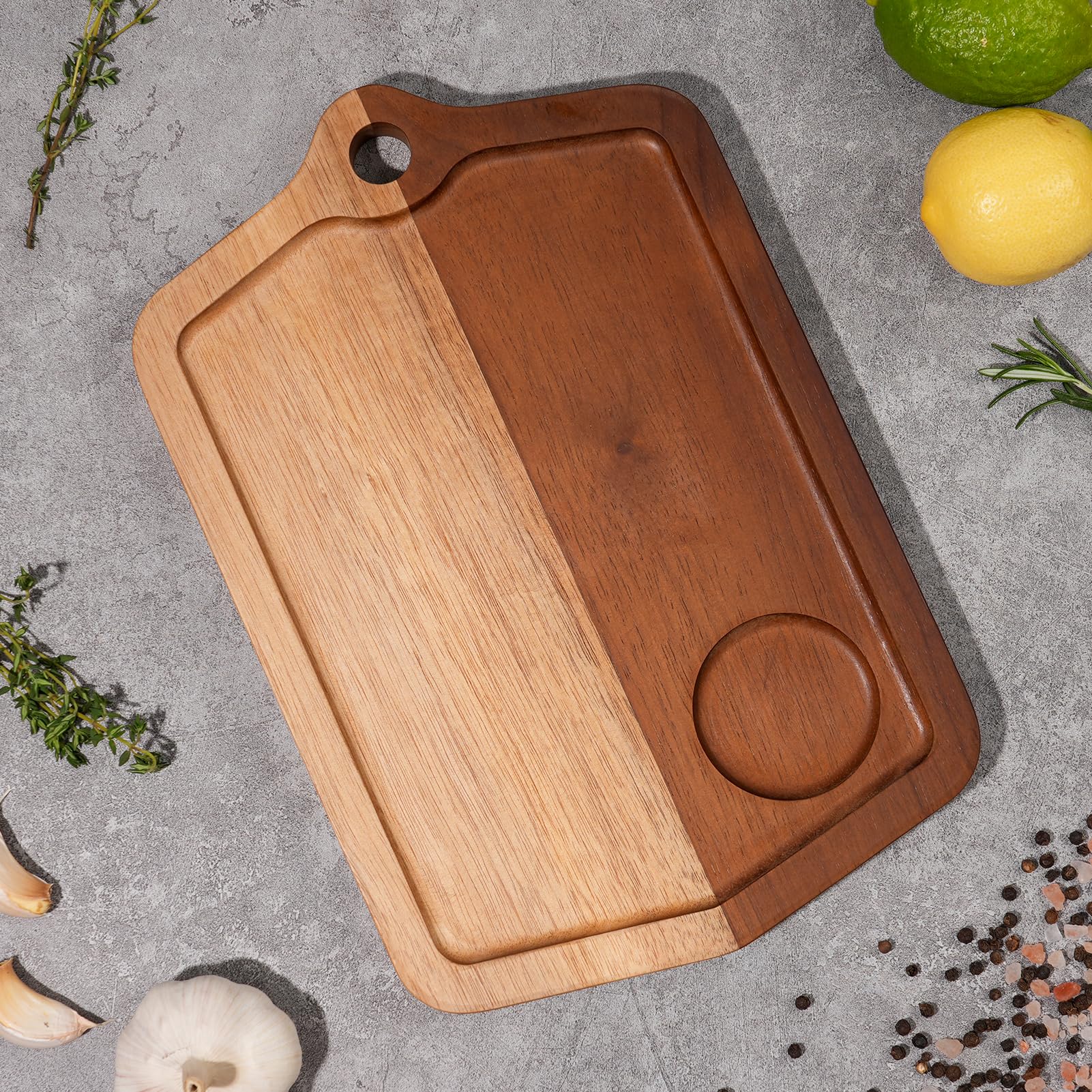 GrovePlatin Acacia Wood Cutting Board 12 x 8 In, Wooden Cutting Boards for Kitchen Non Toxic Dishwasher Safe Non Slip, Small Cut