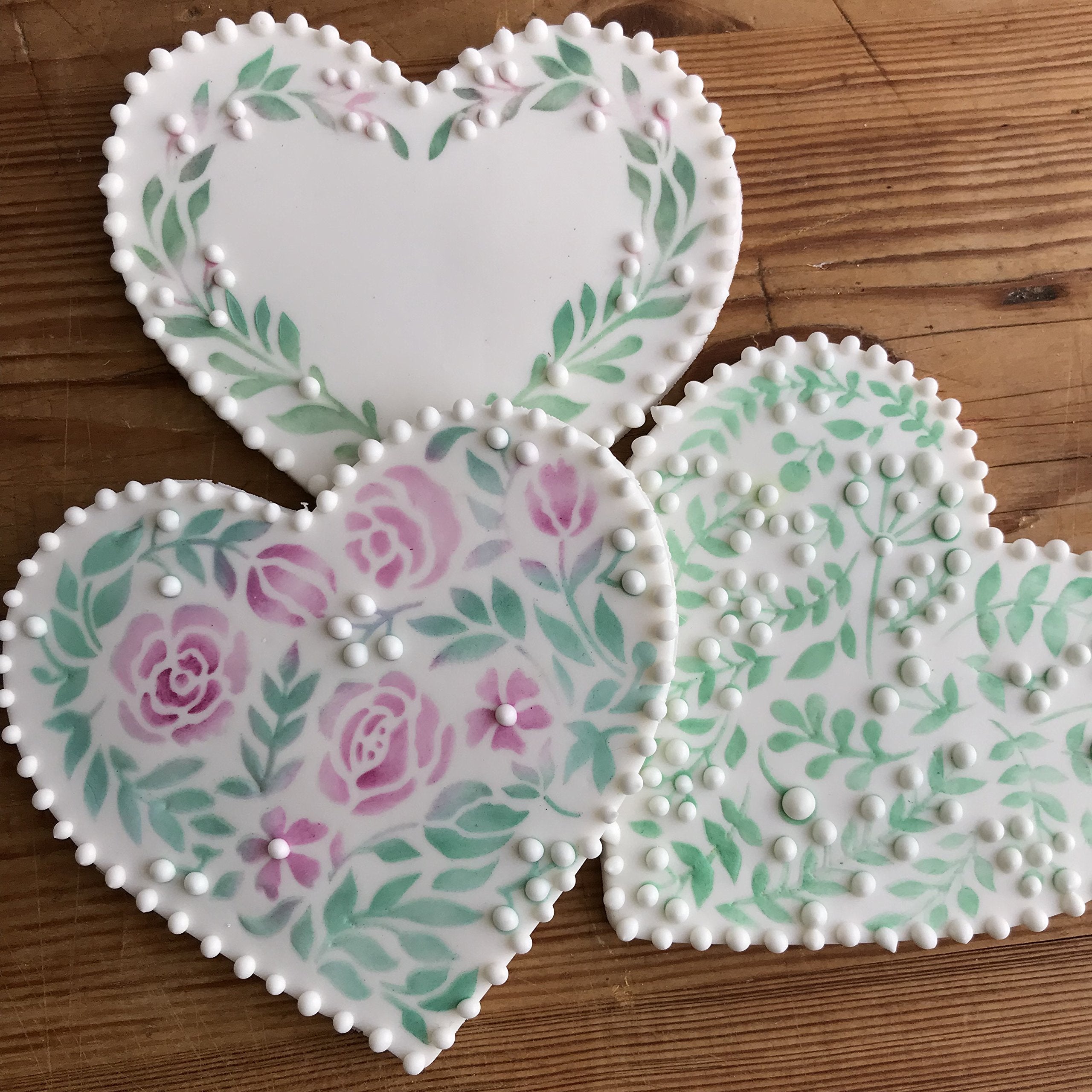 Vintage Hearts Cookie Stencil Set C1024 By Designer Stencils