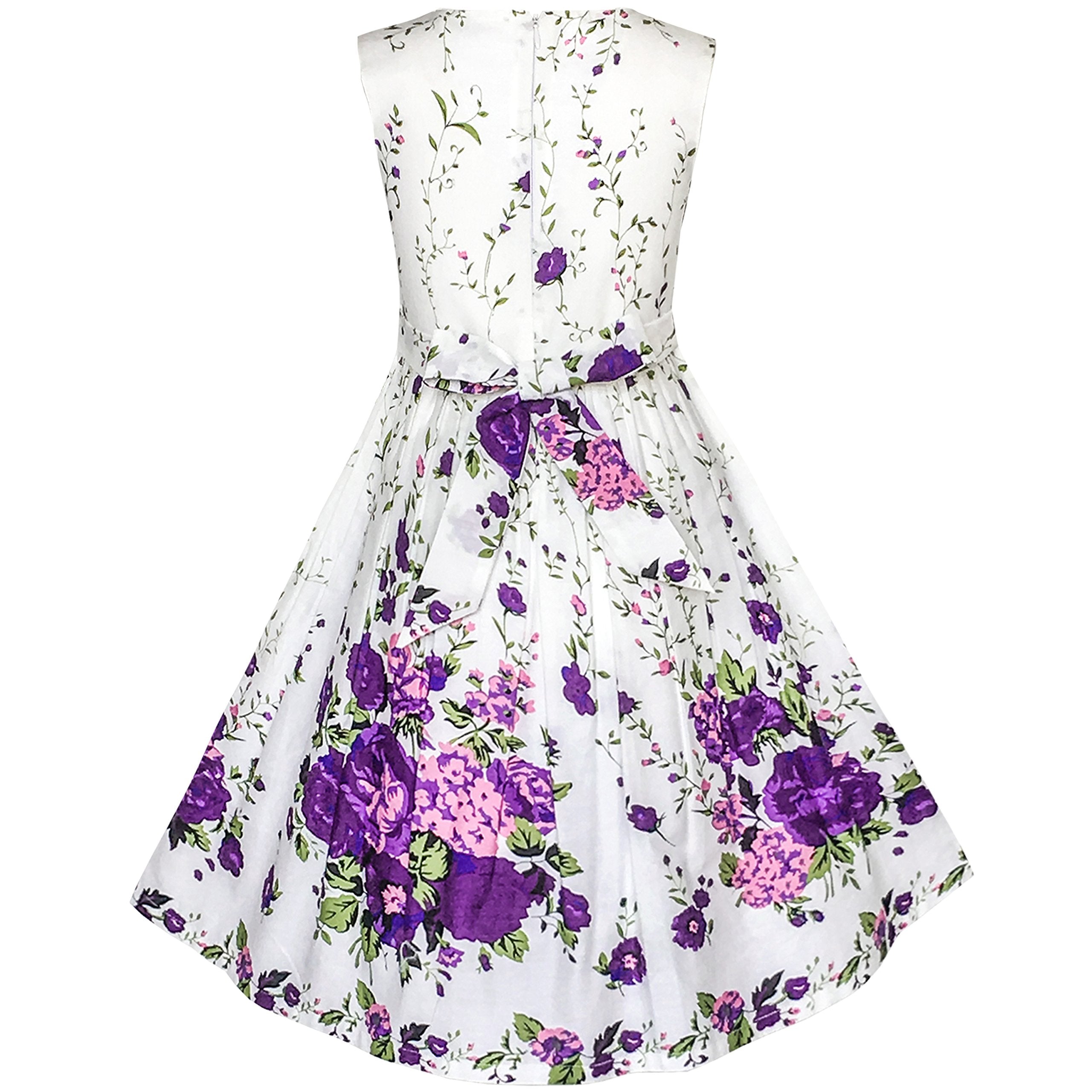 Sunny Fashion Kp13 Girls Dress Purple Flower Party Size 7-8
