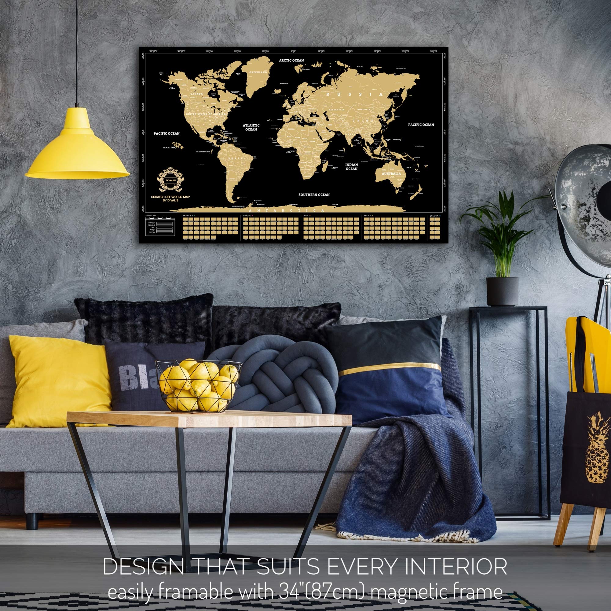 Scratch Off World Map - Extra Large - Black And Gold Scratchable World Map Poster - Best Travel World Map Gift - All Accessories