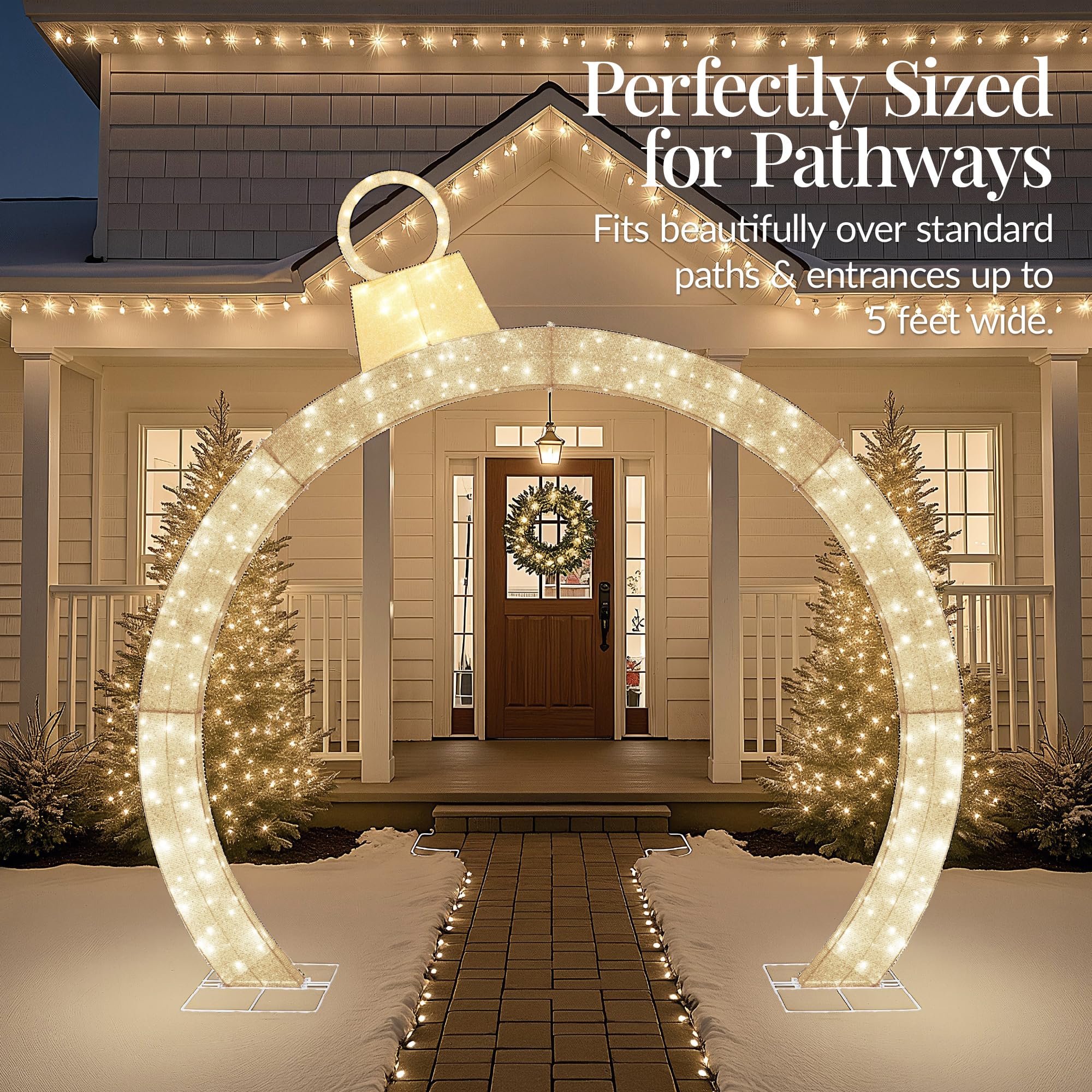 Best Choice Products 9.5ft Gold Outdoor Christmas Lighted Archway Decoration, 330 LED, Holiday Yard Décor, Model SKY10157